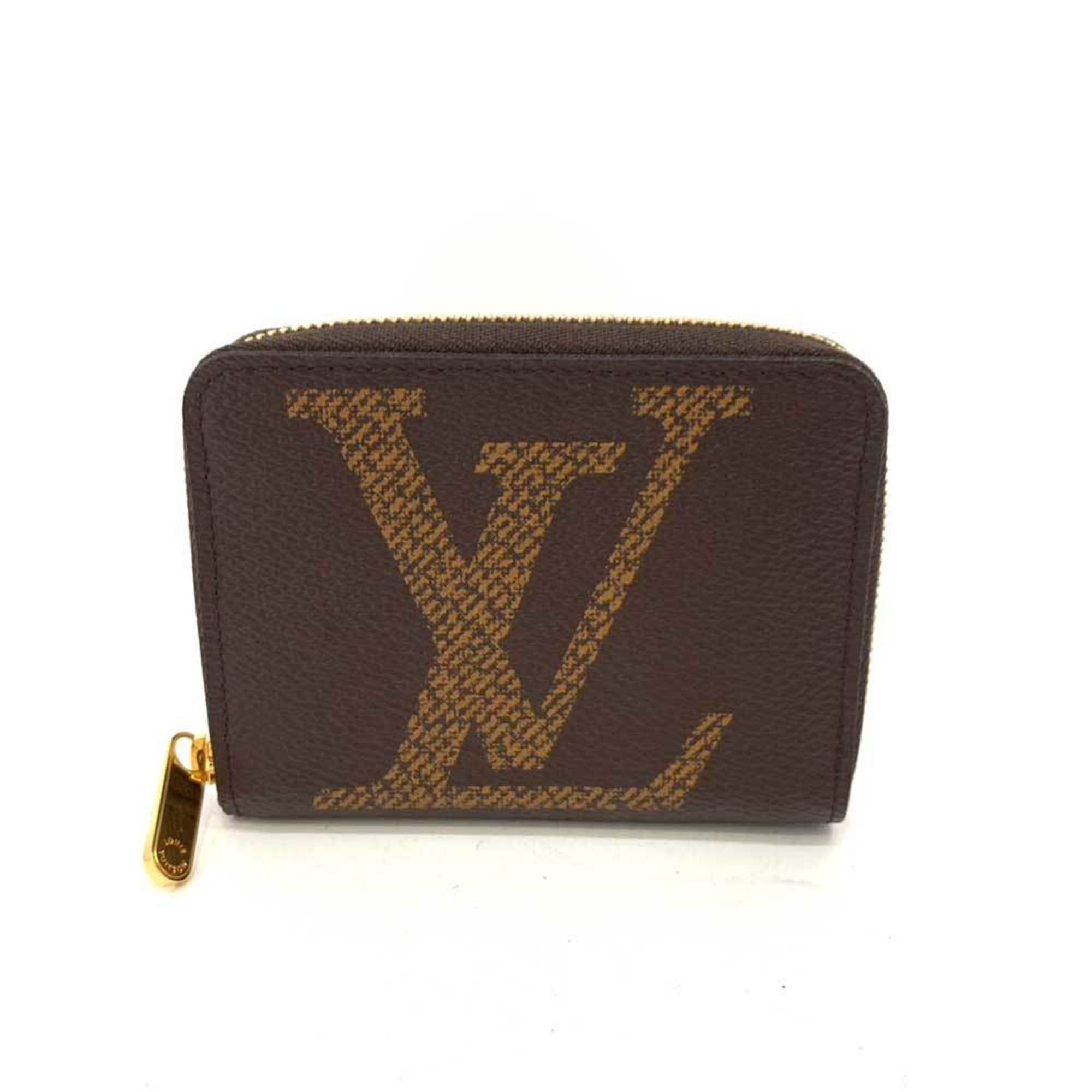 Louis Vuitton Wallet Zippy Coin Purse Case Brown Round Full Zip
