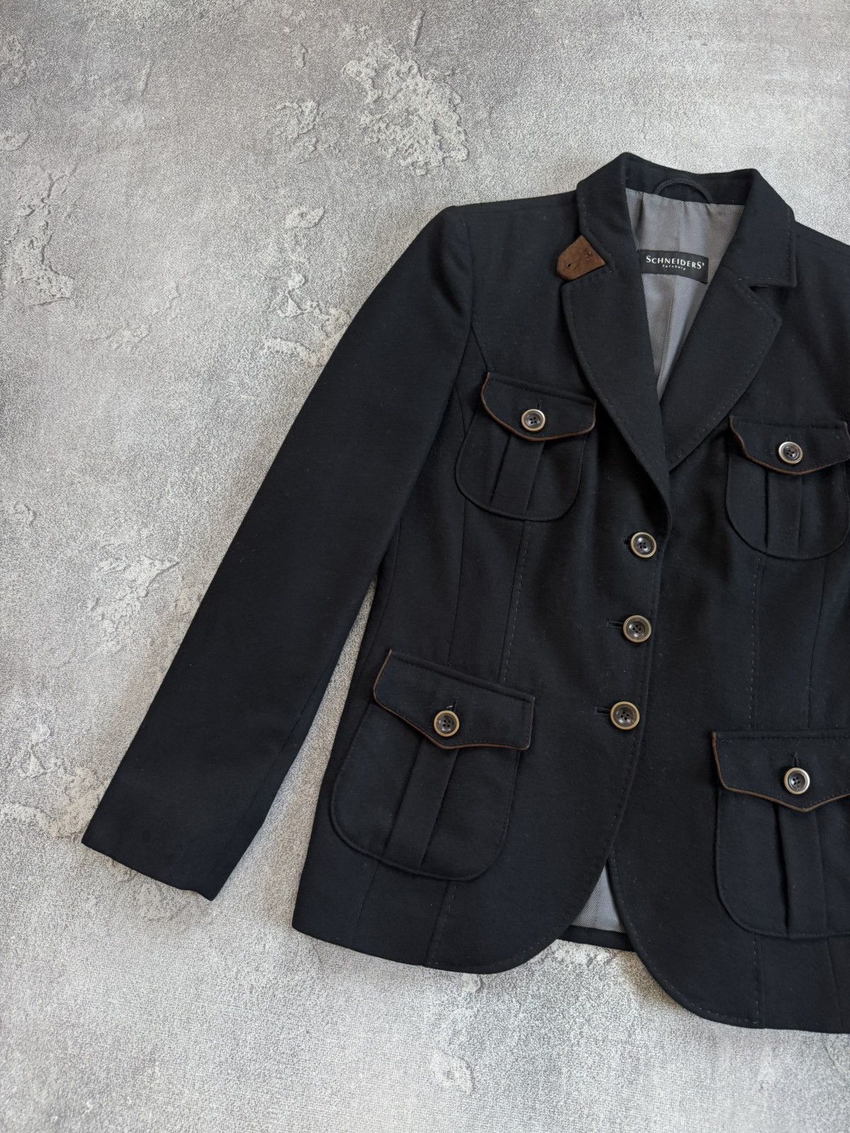 Schneiders Schneiders F40/USA8/I42 black virgin wool jacket blazer Size M / US 6-8 / IT 42-44 - 9 Thumbnail