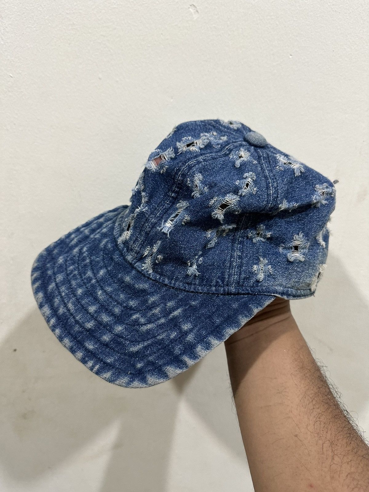 Vintage Distress Denim Hat Size ONE SIZE - 1 Thumbnail