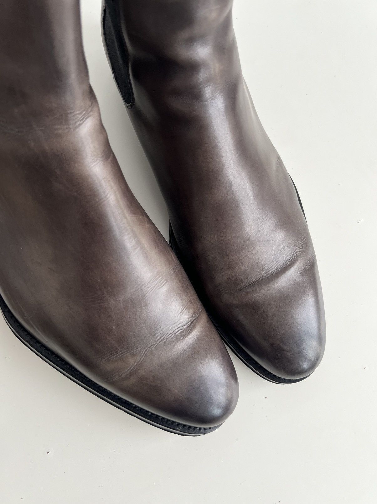 Berluti Luxury Magnanni Lonny Leather Chelsea Boots Grey Size US 11 / EU 44 - 6 Thumbnail