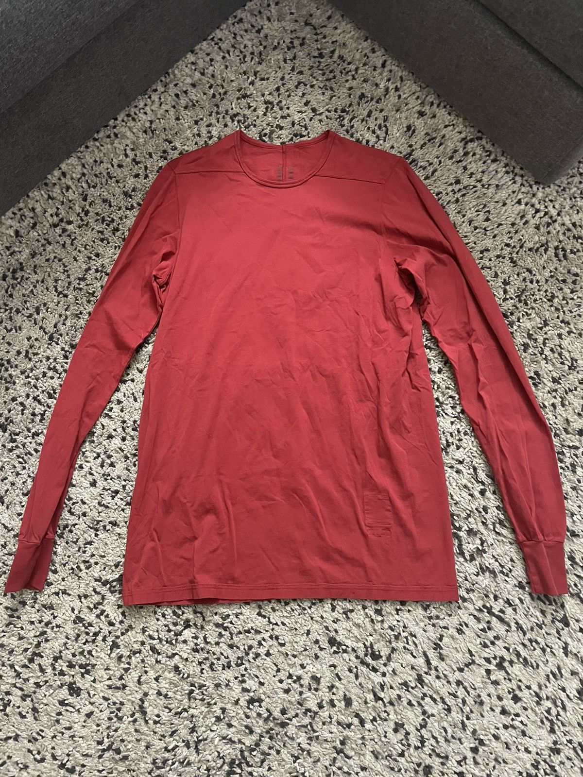 image of Rick Owens Red Basic Long Sleeve T-Shirt, Men's (Size XL)