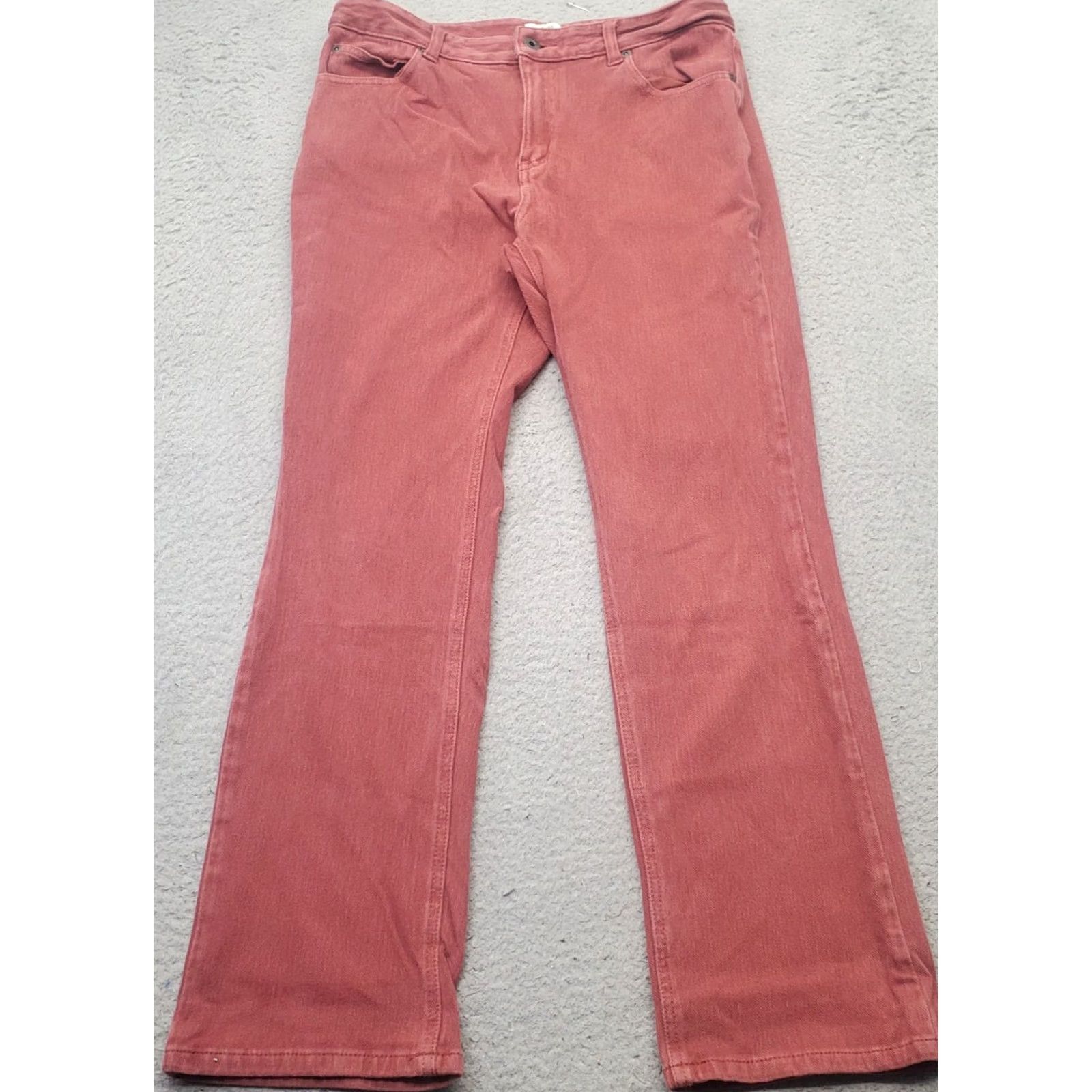 Vintage L.L. Bean Jeans Womens 8 Red Denim Stretch Classic Fit Straight Leg Dark Wash Jeans Shirt Hoodie etc Size 30" / US 8 / IT 44 - 2 Thumbnail