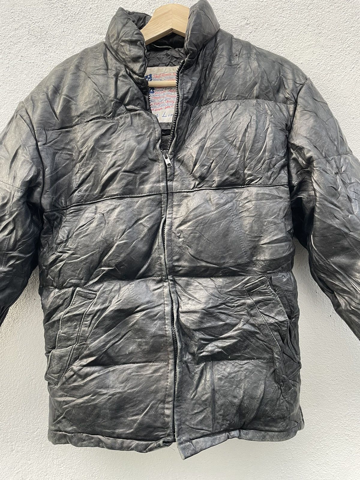 Vintage Vtg Heroes Line Goose Down Leather Puffer Jacket Size 34 Size US XXS / EU 40 - 2 Thumbnail