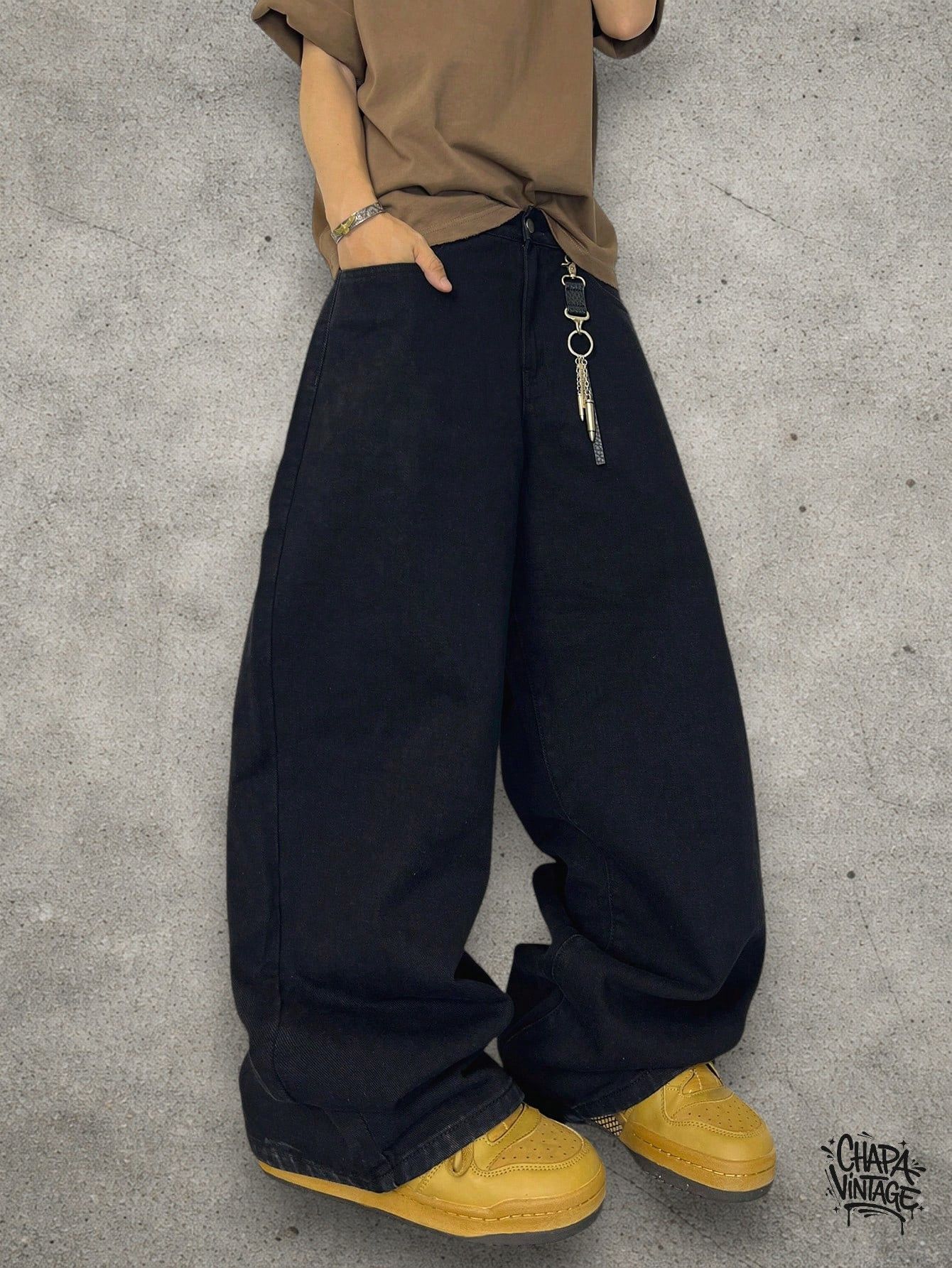 Japanese Brand Baggy chinese pathern jeans Size US 33 - 2 Thumbnail