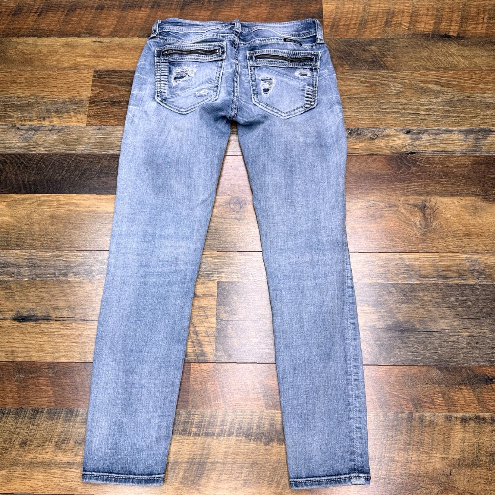 Miss Me Miss Me Jeans Skinny Womens 25X27 Low Rise Distressed Zipper 5-Pocket Denim Blue Size 42" / US 20 - 3 Thumbnail