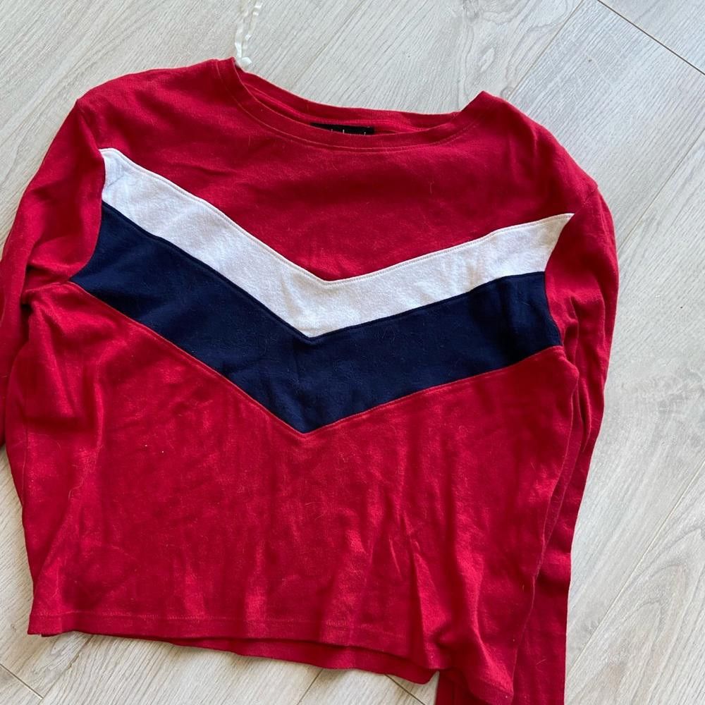 Designer Derek Heart Red Long Sleeve Crop Top Size M / US 6-8 / IT 42-44 - 2 Thumbnail