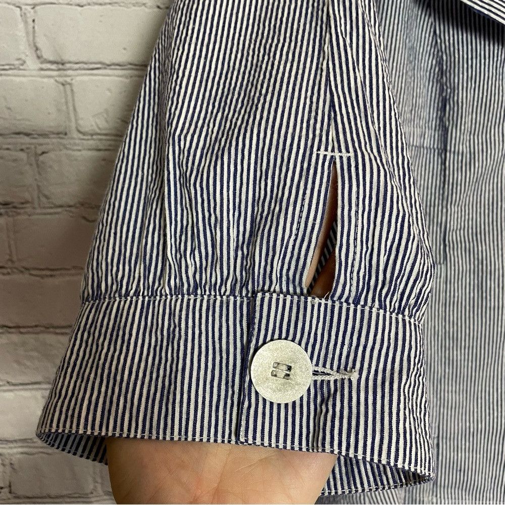 AMI AMI Cotton 3/4 Sleeve Striped Jacket Duster Size 2X Size XXL / US 16-18 / IT 52-54 - 3 Thumbnail