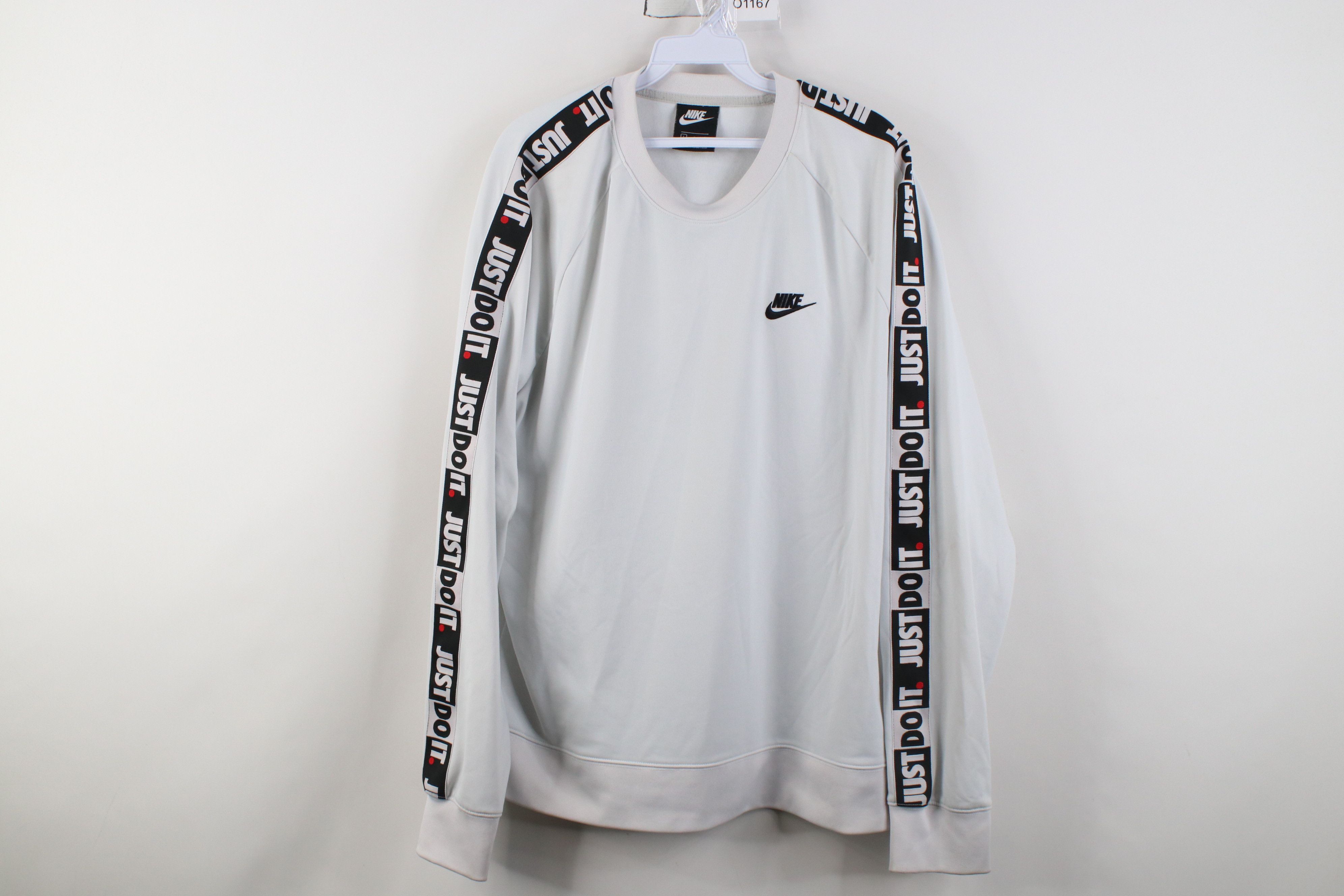 Nike Y2K Nike Taped Logo Lightweight Crewneck Sweatshirt White Size US L / EU 52-54 / 3 - 1 Thumbnail