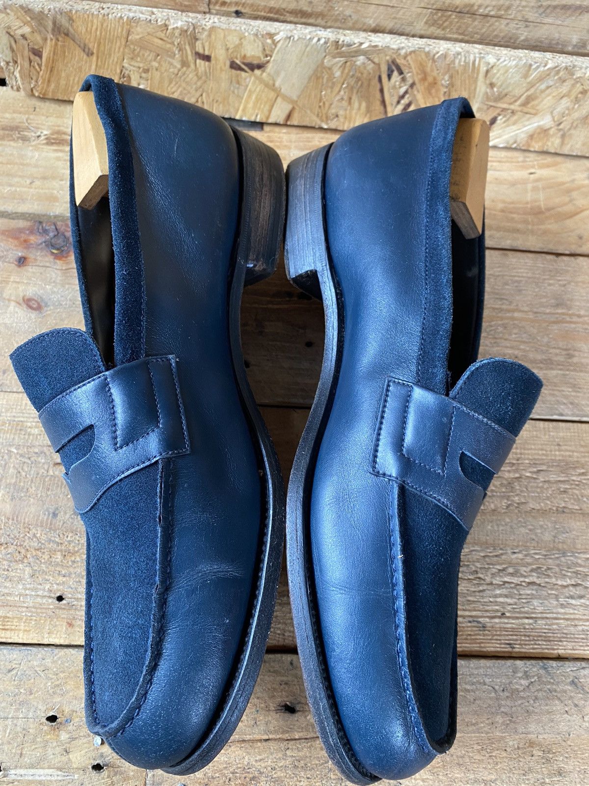 J.M. Weston J.M.Weston 180 blue suede penny loafers sz uk 9E US 10 Size US 9.5 / EU 42-43 - 16 Thumbnail