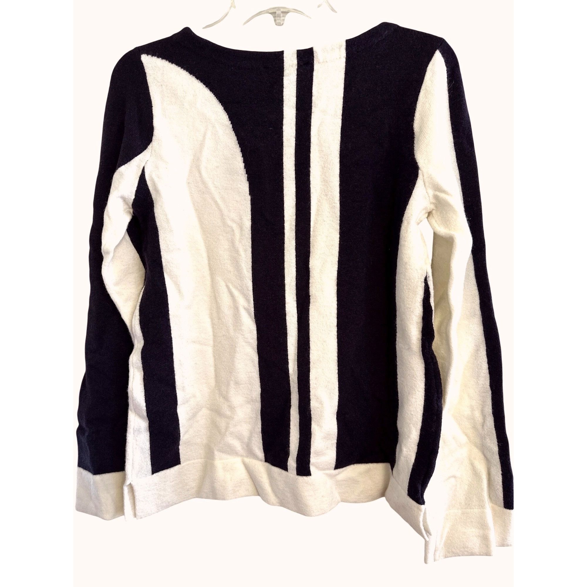 Ann Taylor Womens Striped Block Style Sweater Small Navy Wh