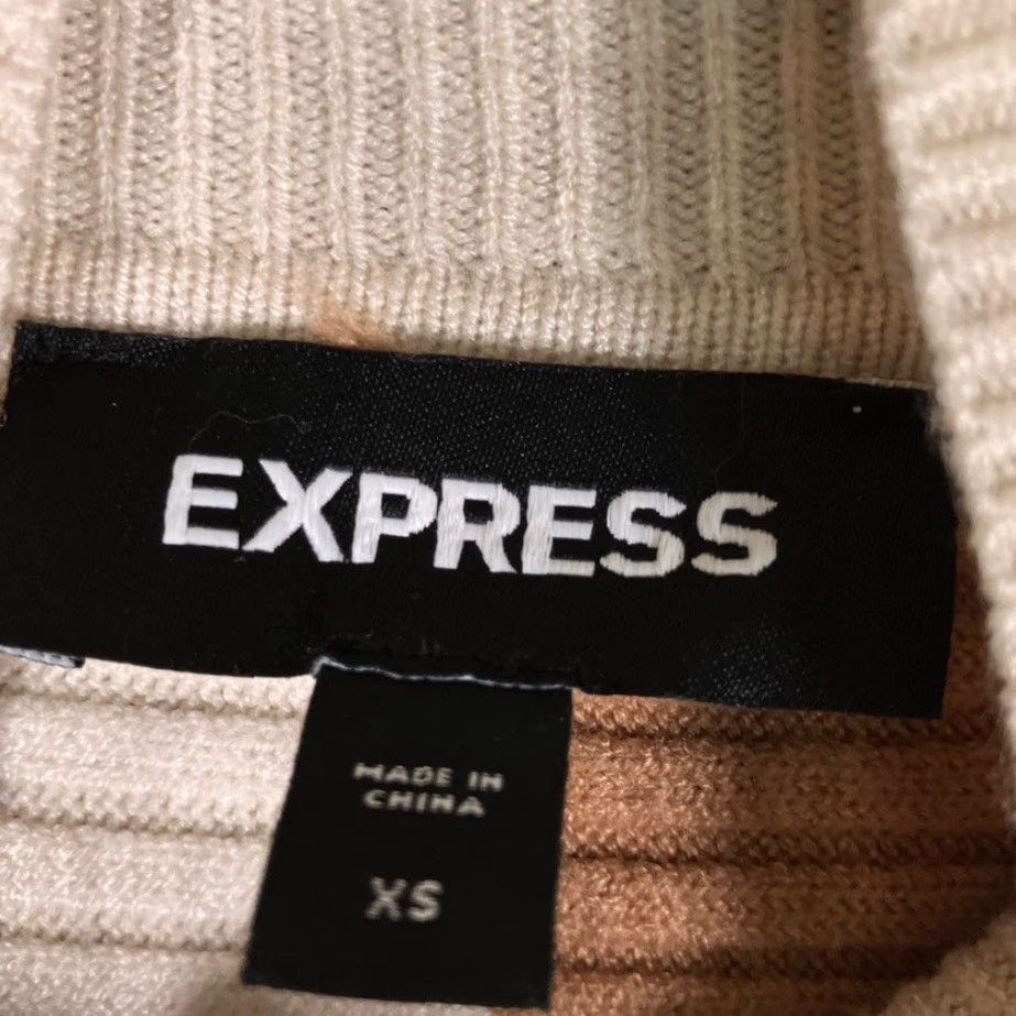 Express Express Womens Sweater XS Tan Brown Crossover Front Mock Neck Long Sleeve Size XS / US 0-2 / IT 36-38 - 6 Thumbnail
