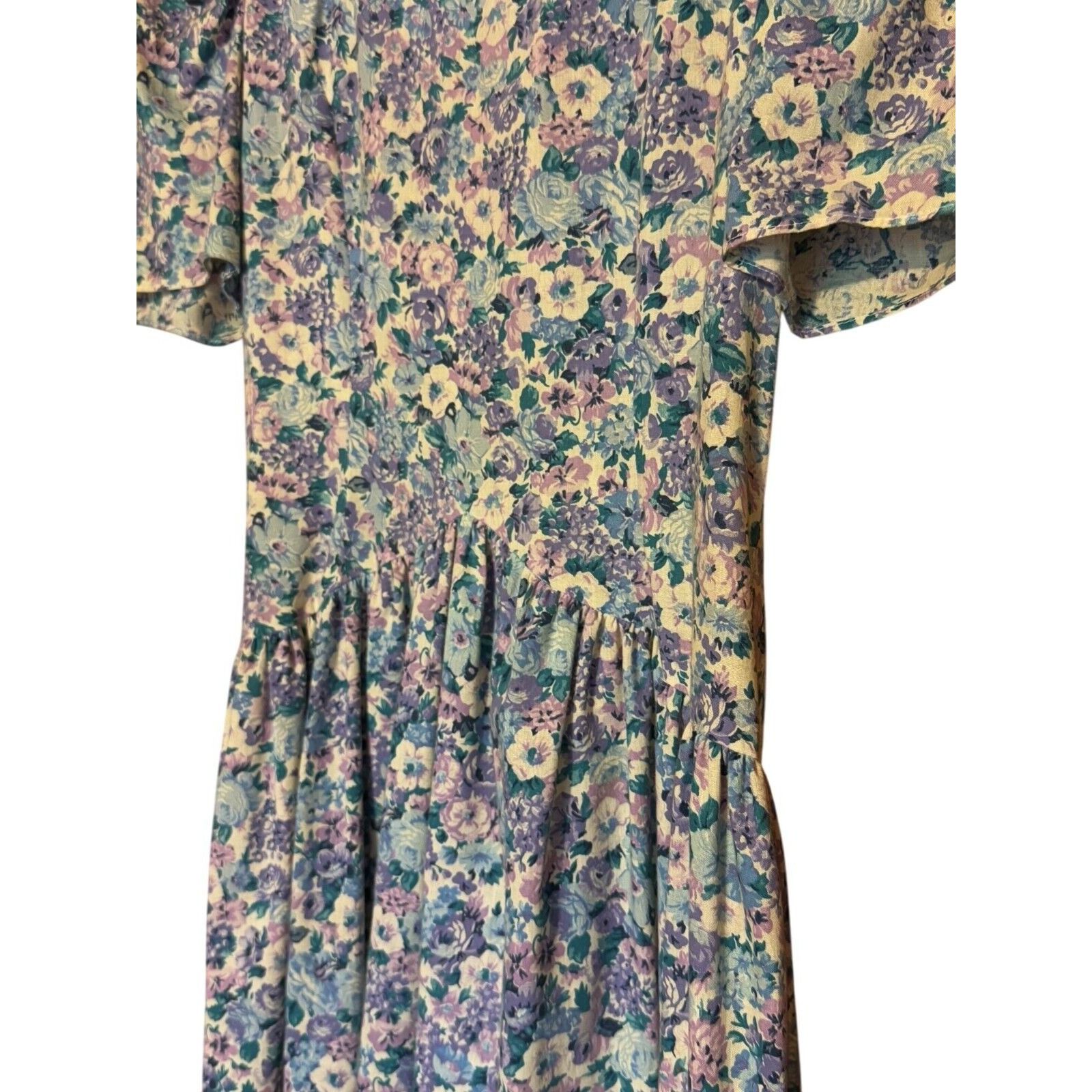 Other Vintage Gunne Sax Jessica McClintock Dress Floral Purple Blu Size XL / US 12-14 / IT 48-50 - 4 Thumbnail