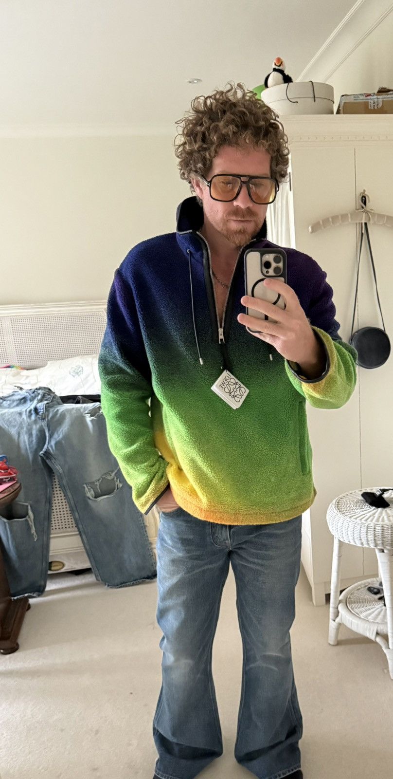 Loewe $2.5k 🤑 Loewe gradient Rainbow fleece leather detail jacket Size US L / EU 52-54 / 3 - 3 Thumbnail