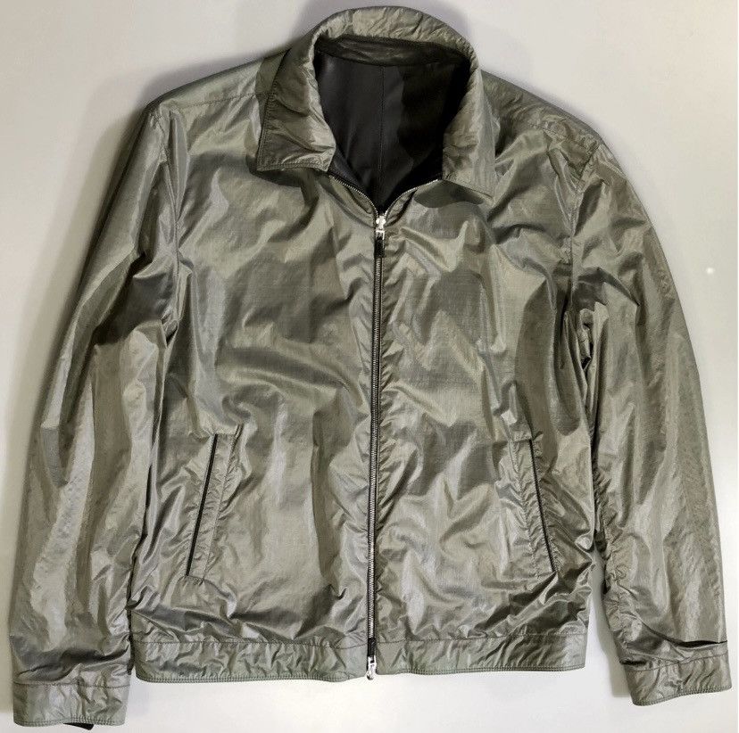 Ermenegildo Zegna Zegna 🇮🇹 Black Lambskin Gray Techno Reversible bomber XXL NWT Size US XXL / EU 58 / 5 - 6 Thumbnail