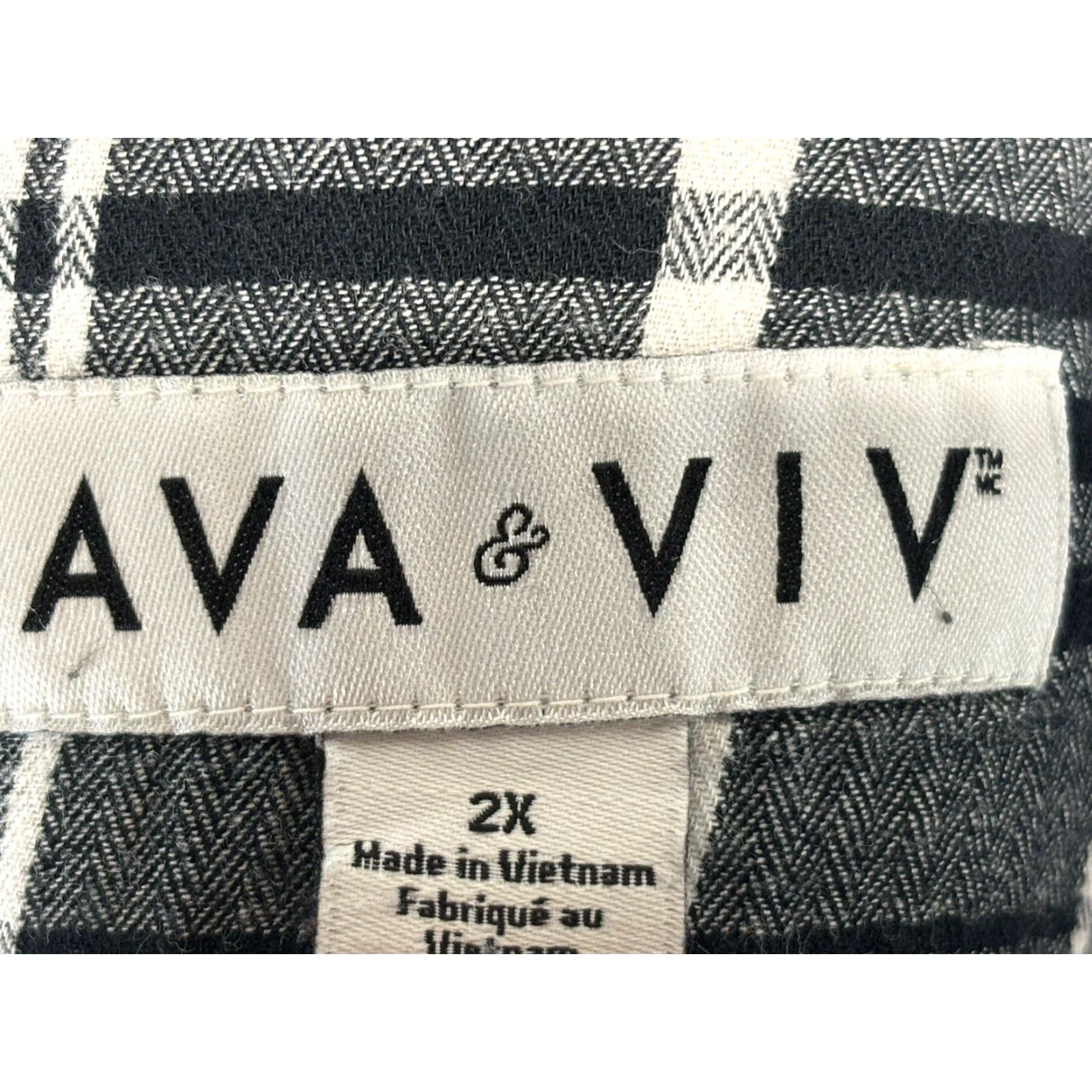 Vintage Plus 2X Plaid Black White Casual Women’s Ava & Viv Button Up Shirt Sz 2X Size XXL / US 16-18 / IT 52-54 - 6 Thumbnail