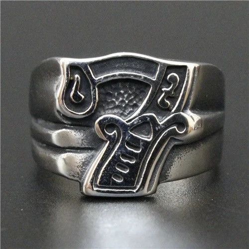 Jewelry × Vintage Style Luckly No.7 Ring Biker Ring 316L Stainless Steel Size ONE SIZE - 2 Thumbnail