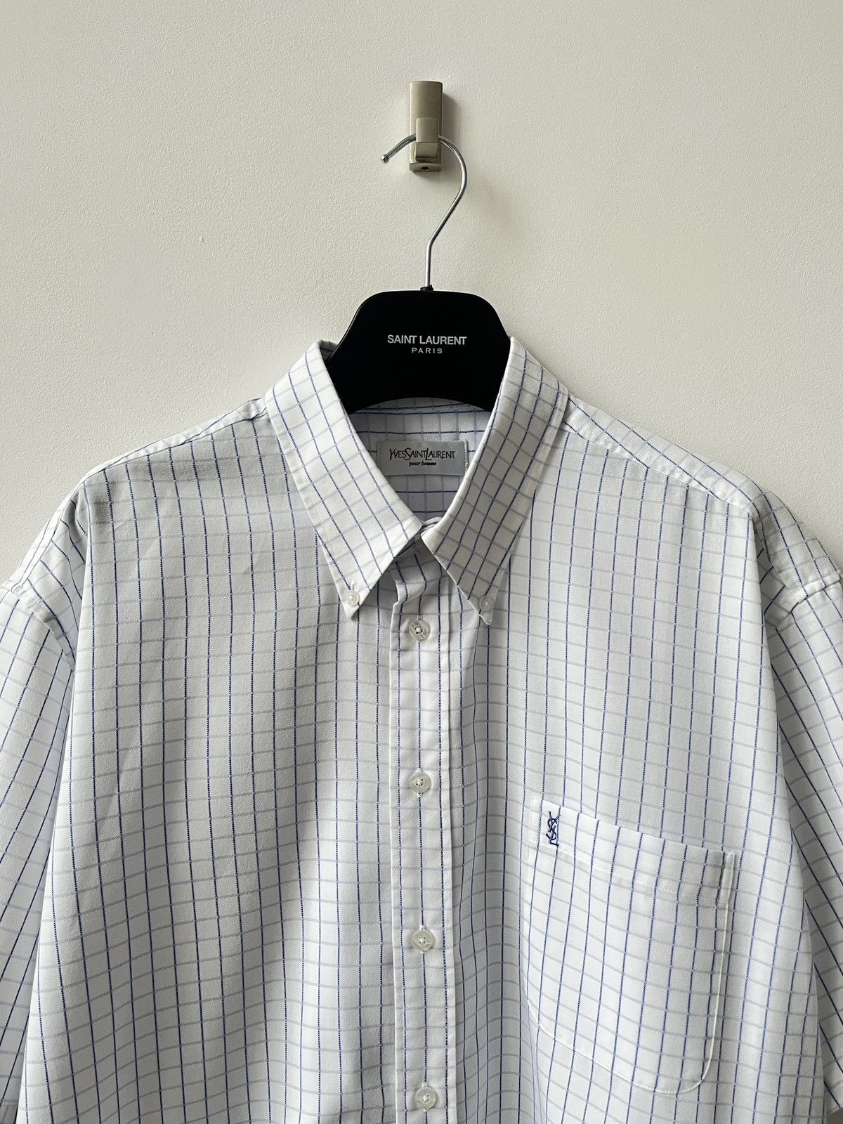 Yves Saint Laurent Vintage Yves Saint Laurent Checked Shirt Paris France YSL Size US XL / EU 56 / 4 - 1 Thumbnail