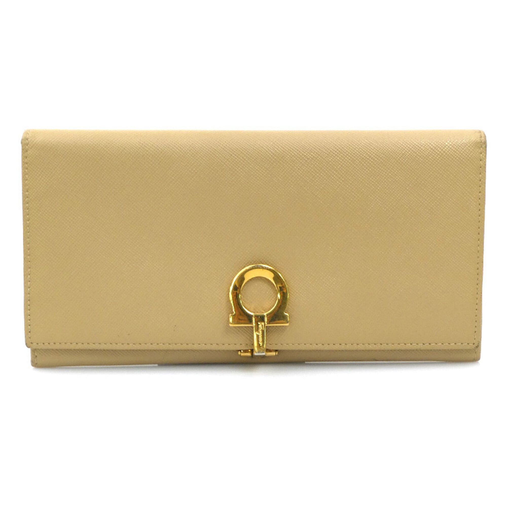 Salvatore Ferragamo Salvatore Ferragamo bi-fold long wallet, Gancini leather, beige, women's, free shipping, r11096a Size ONE SIZE - 1 Thumbnail