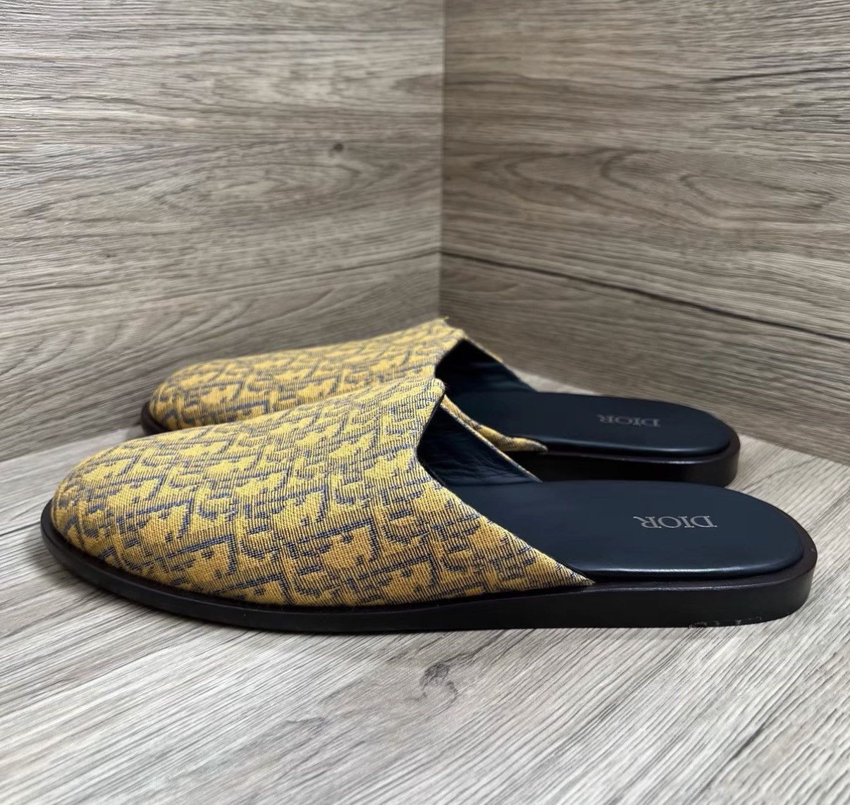 Dior Dior INDIOR Black & Yellow All-over Print Mule Slides J41 Size US 9.5 / EU 42-43 - 1 Thumbnail
