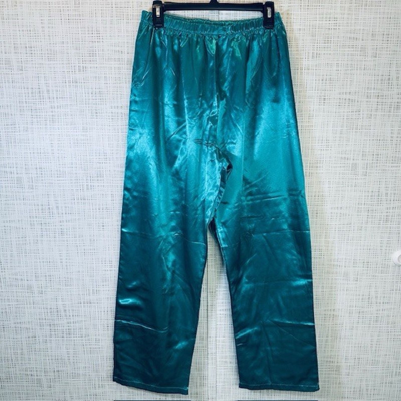 The Unbranded Brand Vintage Satin Pajama Lounge Sleep Pants, Green Large Size ONE SIZE - 1 Thumbnail