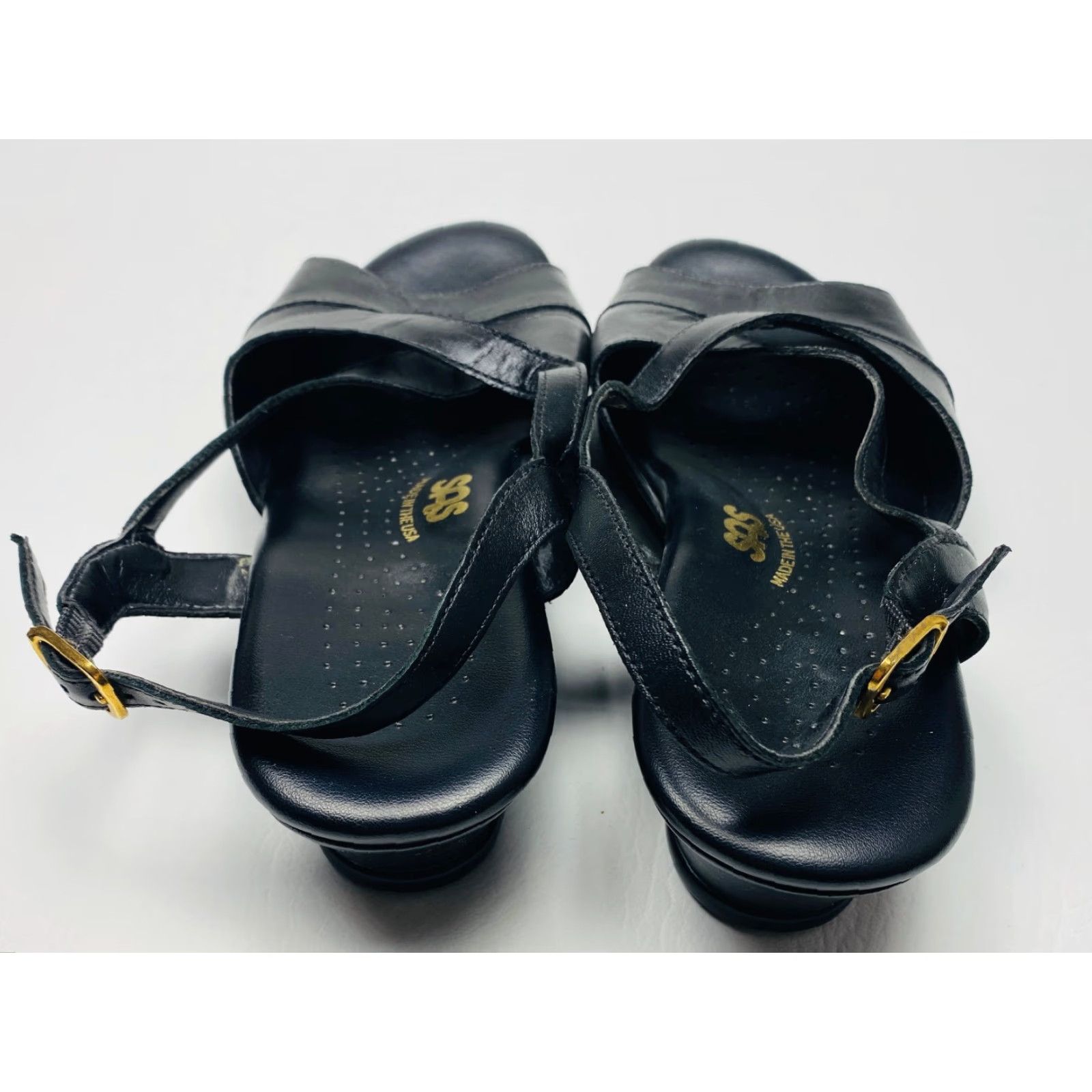 SAS SAS Caress Tripad Comfort Wedge Sandals Womens 7.5 WW Extra Wide Black Leather Size US 8 / IT 38 - 5 Thumbnail