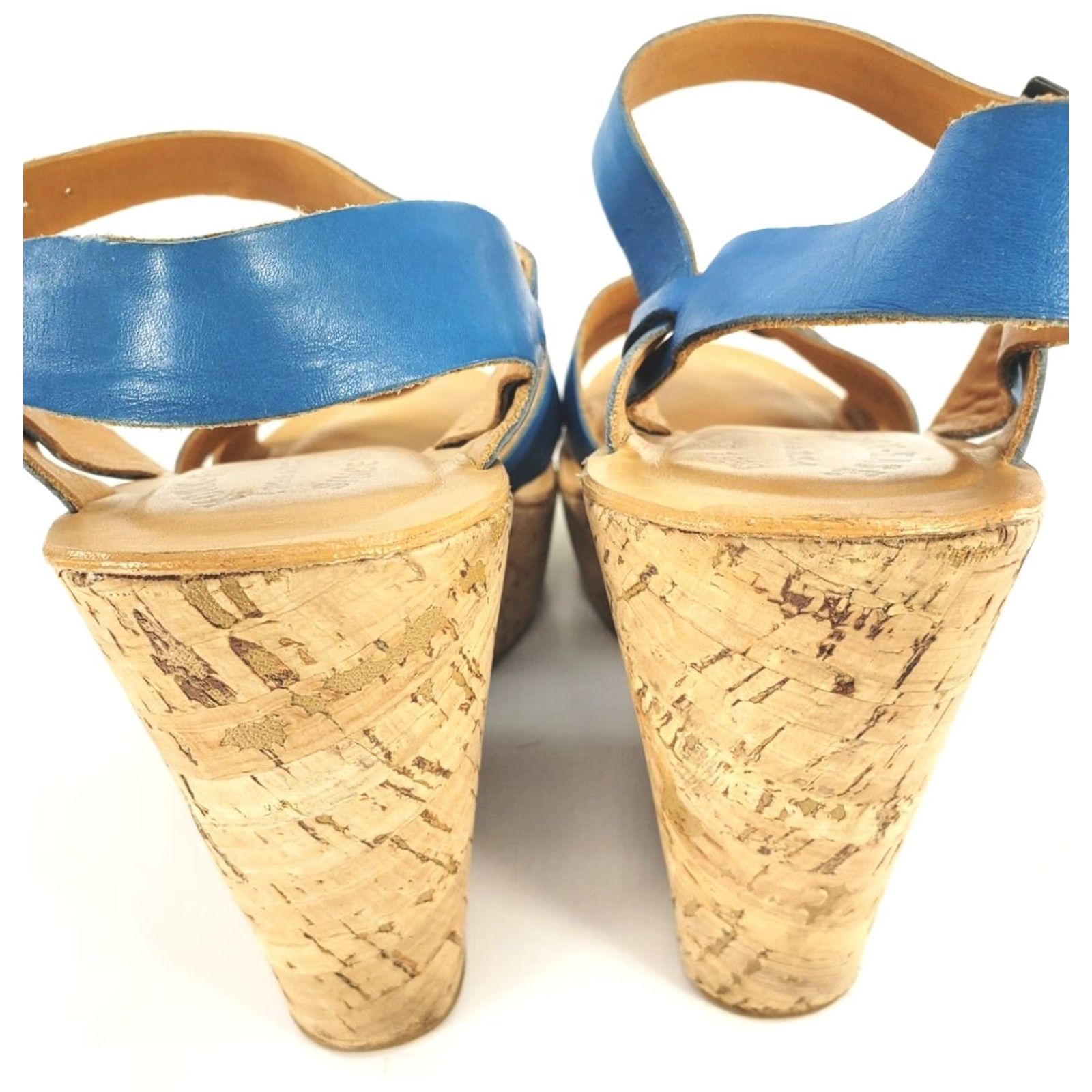 Vintage VINTAGE Kork-Ease Sandal Women’s 9 Blue Leather Crossover Slingback Cork Wedge Size US 9 / IT 39 - 6 Thumbnail