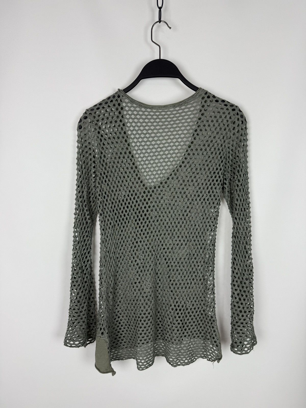Vintage Y2K Vintage Alt Khaki Green Fishnet V-Neck Long Sleeve Size L / US 10 / IT 46 - 7 Thumbnail