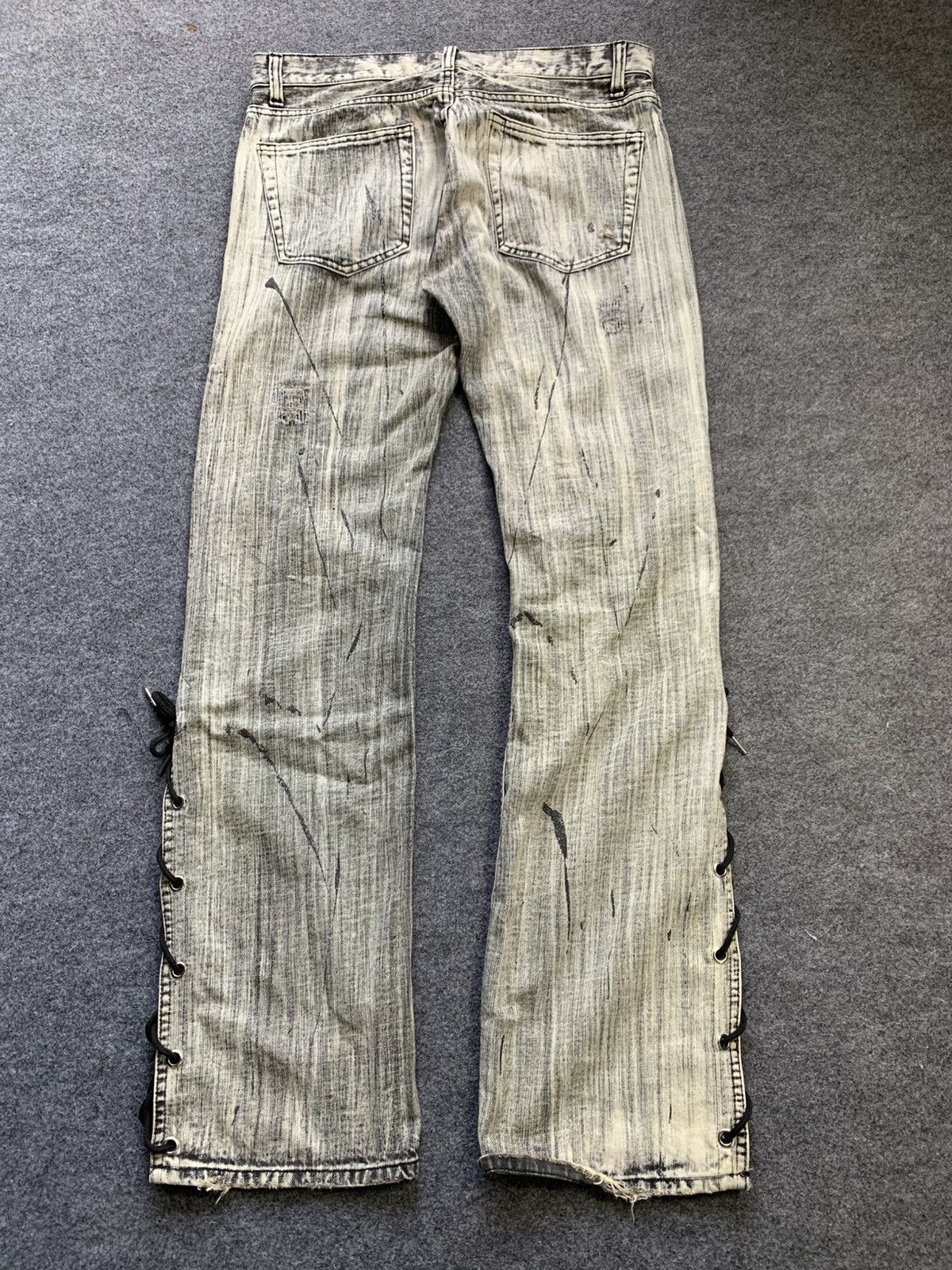 Le Grande Bleu (L.G.B.) Lace up flared splater vkei style japanese brand Size US 34 / EU 50 - 15 Thumbnail