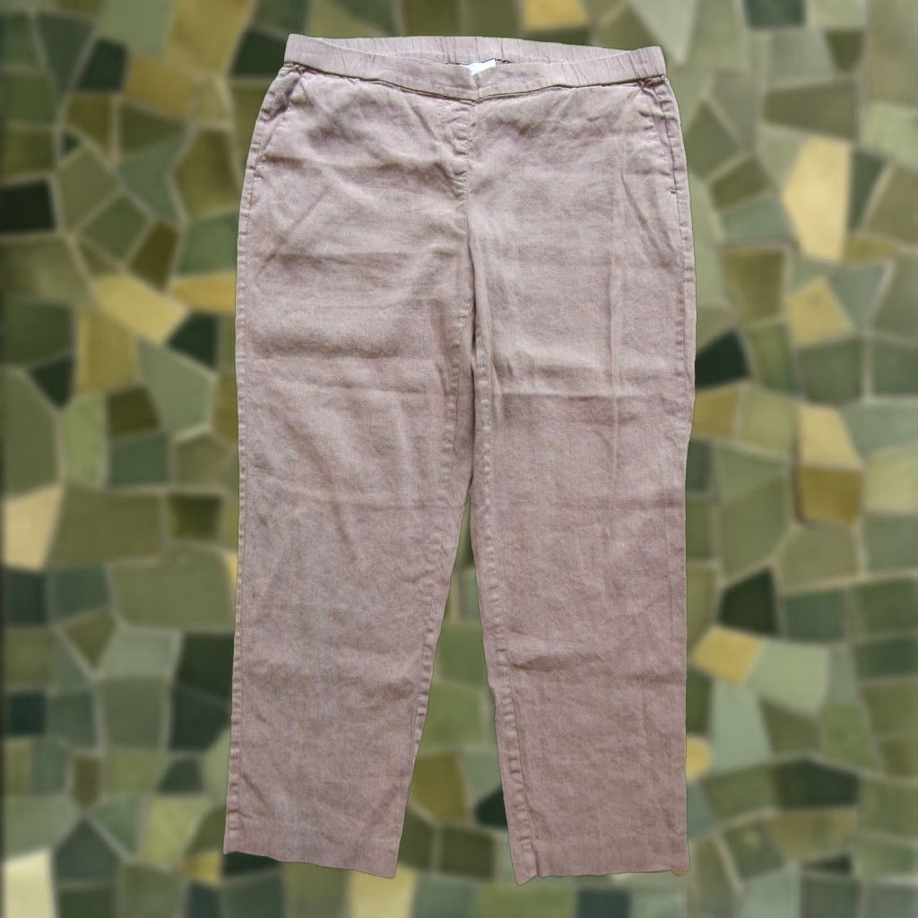 J. Jill J. Jill Linen Stretch Brown Pocket Casual Elastic Waist Crop Pant L Tall Womens Size 36" / US 14 / IT 50 - 1 Thumbnail
