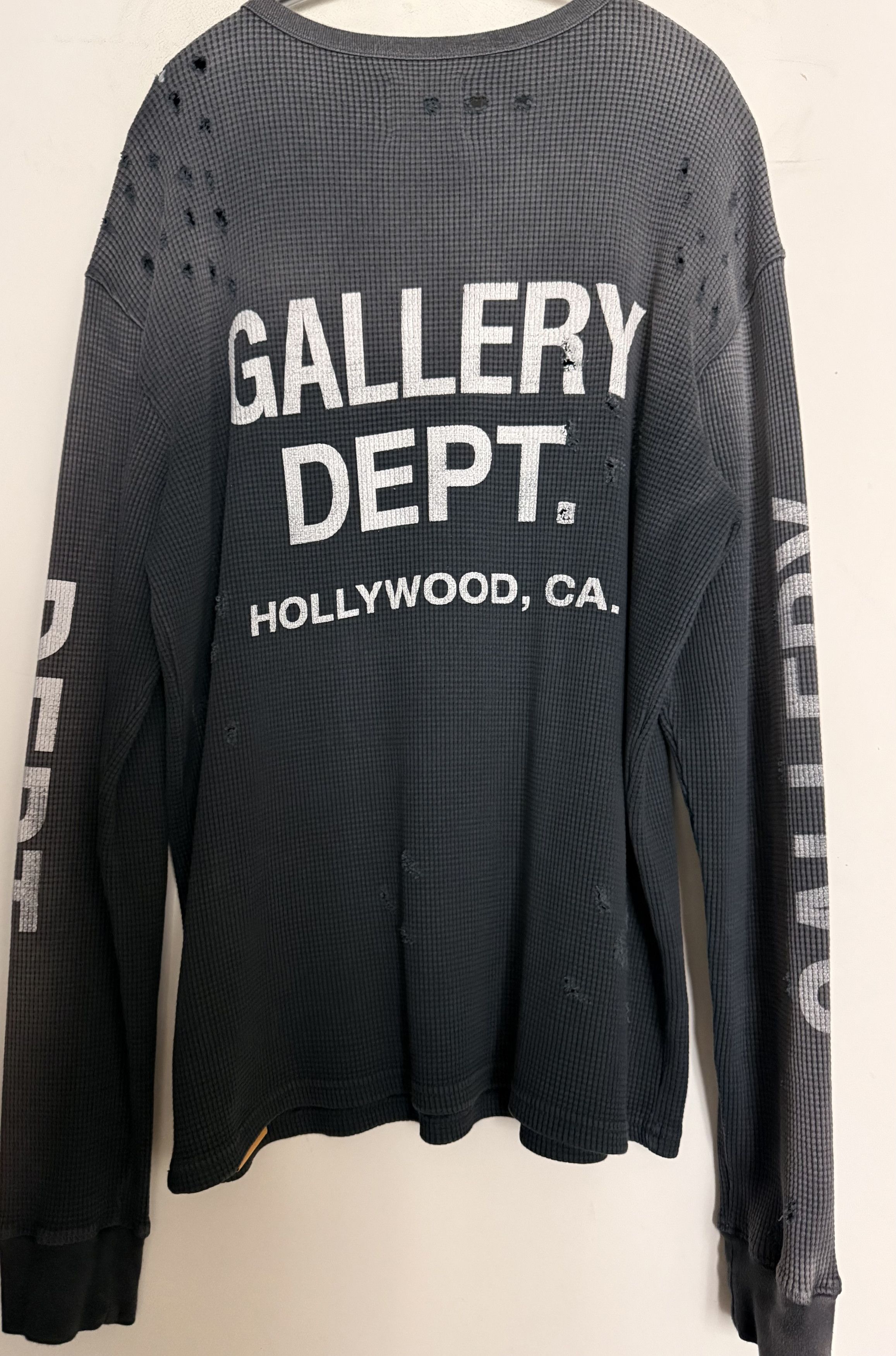 Gallery Dept. Urcle Distressed Logo-Print Waffle-knit Cotton Sweatshirt Size US L / EU 52-54 / 3 - 4 Thumbnail
