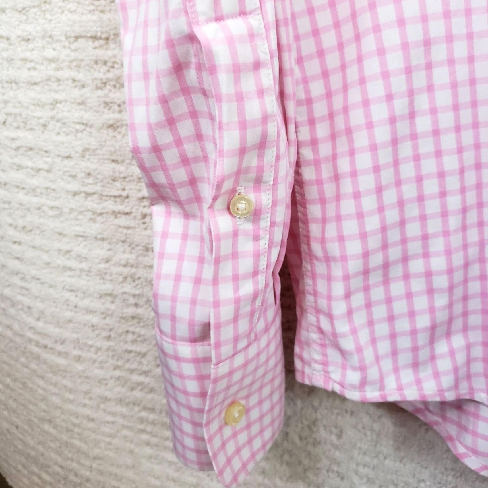 Peter Millar Peter Millar Summer Comfort Pink Check Shirt XL Mens Long Sleeve Button-Up Button-Front Embroidered Belfair Logo Size 46R - 6 Thumbnail