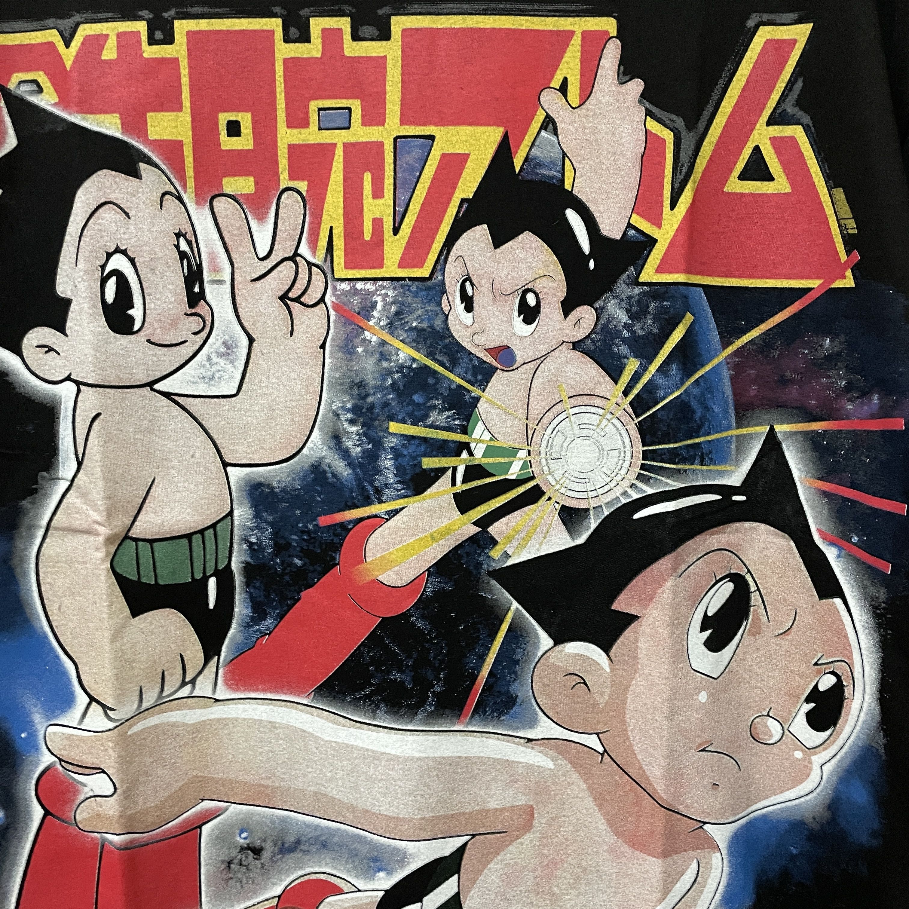 image of Anima x Vintage Astro Boy Tetsuwan Atom Anime Movie Fans Made T Shirt in Black, Men's (Size XL)