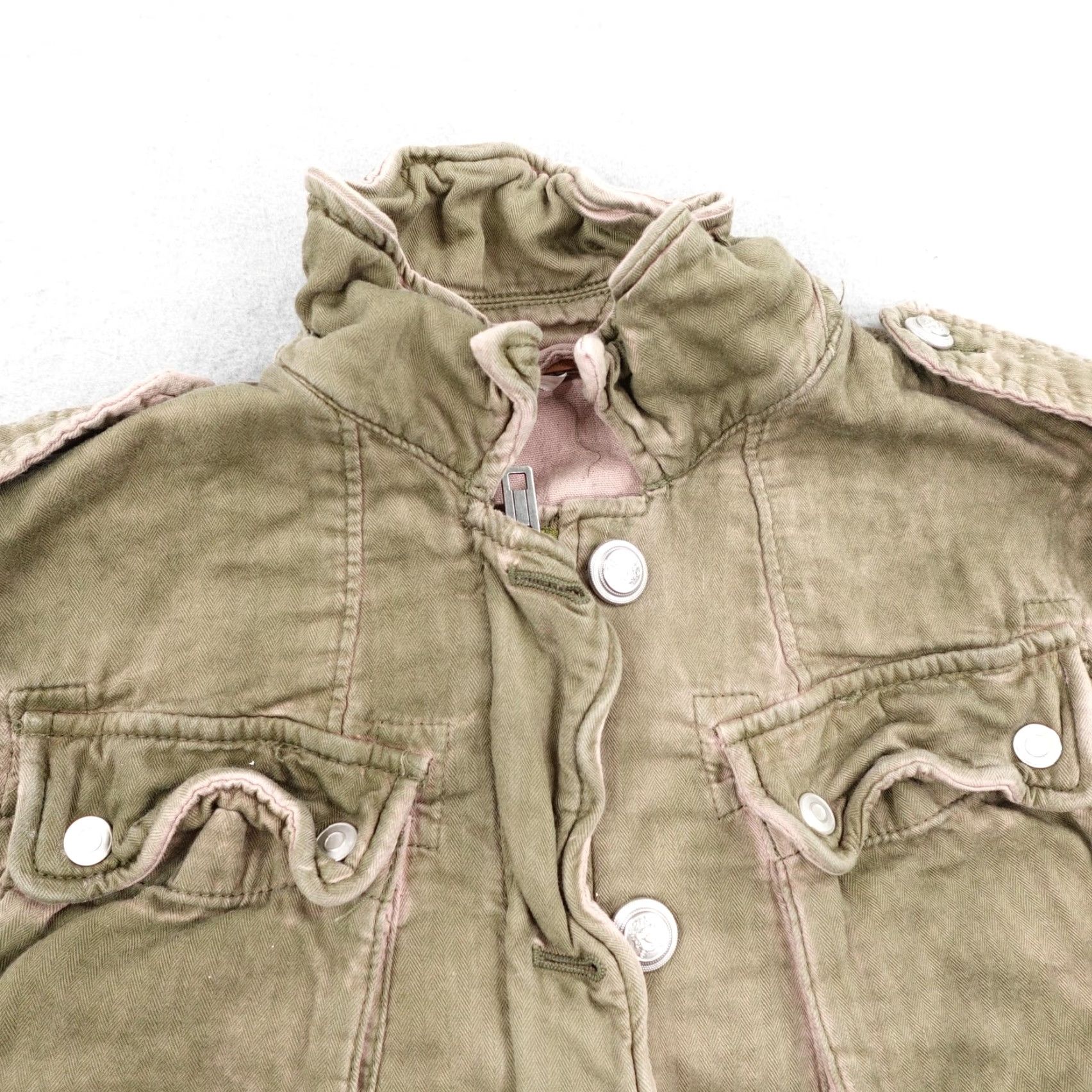 Free People Free People Jacket Womens Small Moss Green Pink Double Cloth Military Coat Size S / US 4 / IT 40 - 2 Thumbnail