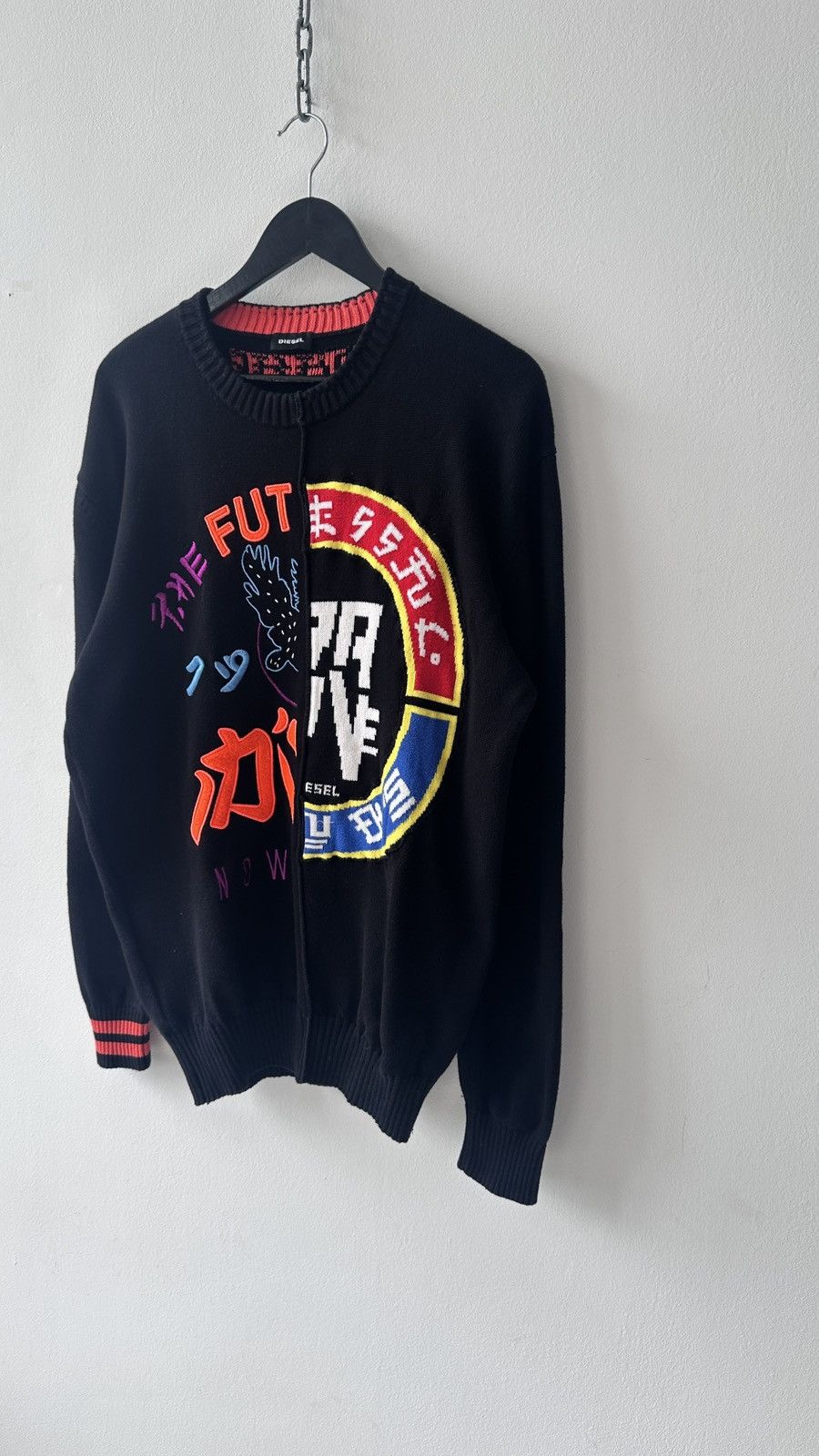 Diesel Diesel Cyber Knit Sweater Brave New World Japanese Graphics Size US XL / EU 56 / 4 - 4 Thumbnail