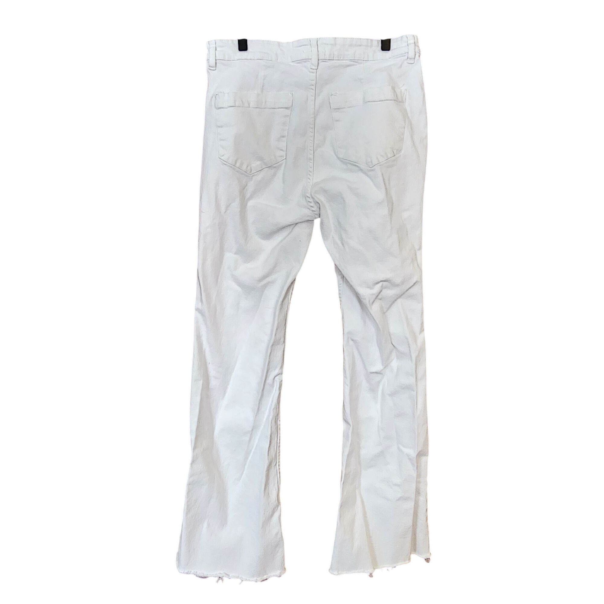 Forever 21 Forever 21 High Waisted White Button Fly Flare Jeans raw hem Size 30" / US 8 / IT 44 - 2 Thumbnail