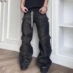 Designer × Japanese Brand × Jean Hombre Drawstring Elastic Baggy Cargo Jeans y2k Size US 34 / EU 50 - 2 Thumbnail