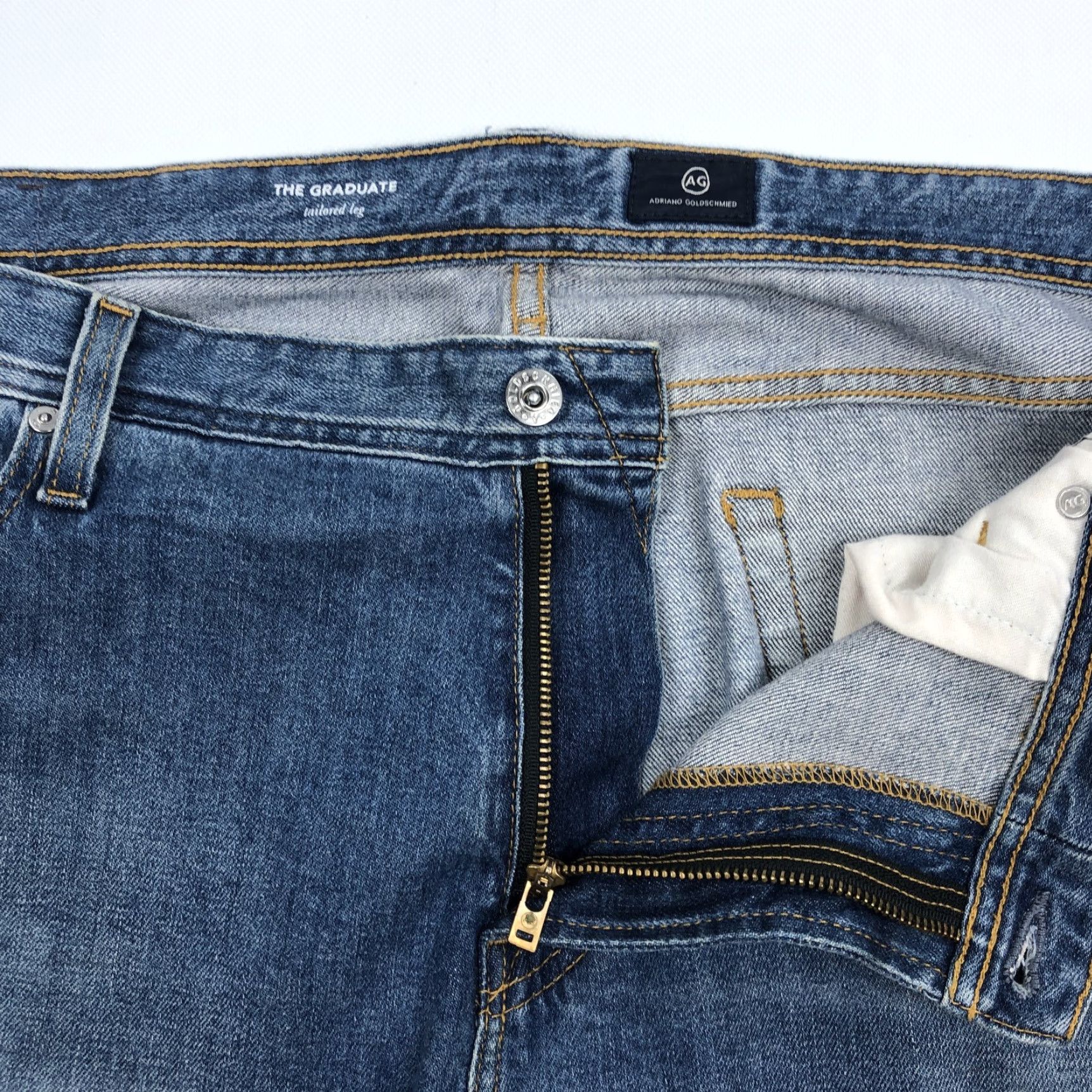 Denime AG Adriano Goldschmied The Graduate Jeans 40x32 Tailored Slim Straight Denim Blue Mens Size US 40 / EU 56 - 4 Thumbnail