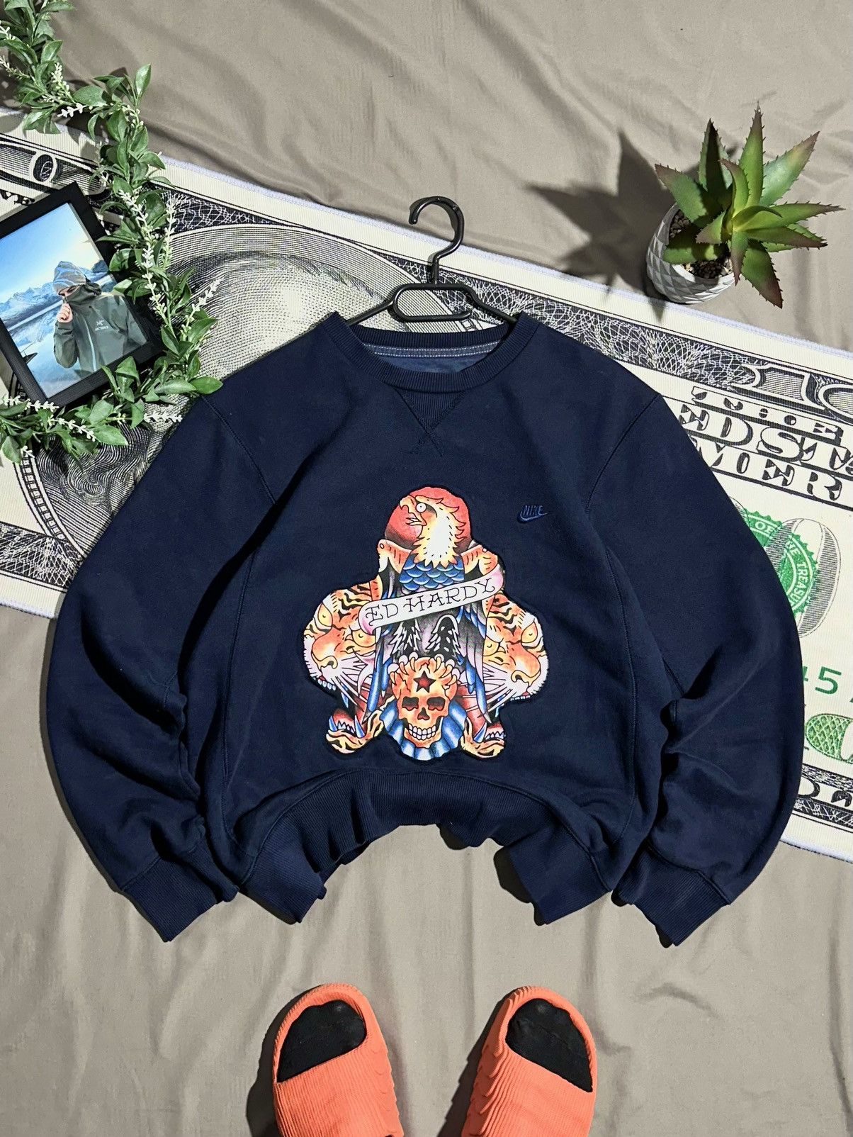 Ed Hardy × Nike Custom Nike x Ed Hardy Sweatshirt, Reworked Y2K hoodie Size US M / EU 48-50 / 2 - 1 Thumbnail