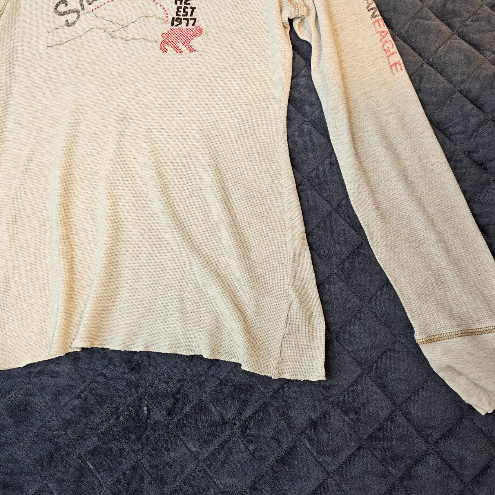 American Eagle Outfitters American Eagle Shirt Mens XL Classic Fit Long Sleeve Thermal Knit Beige Cotton Casual Size US XL / EU 56 / 4 - 5 Thumbnail