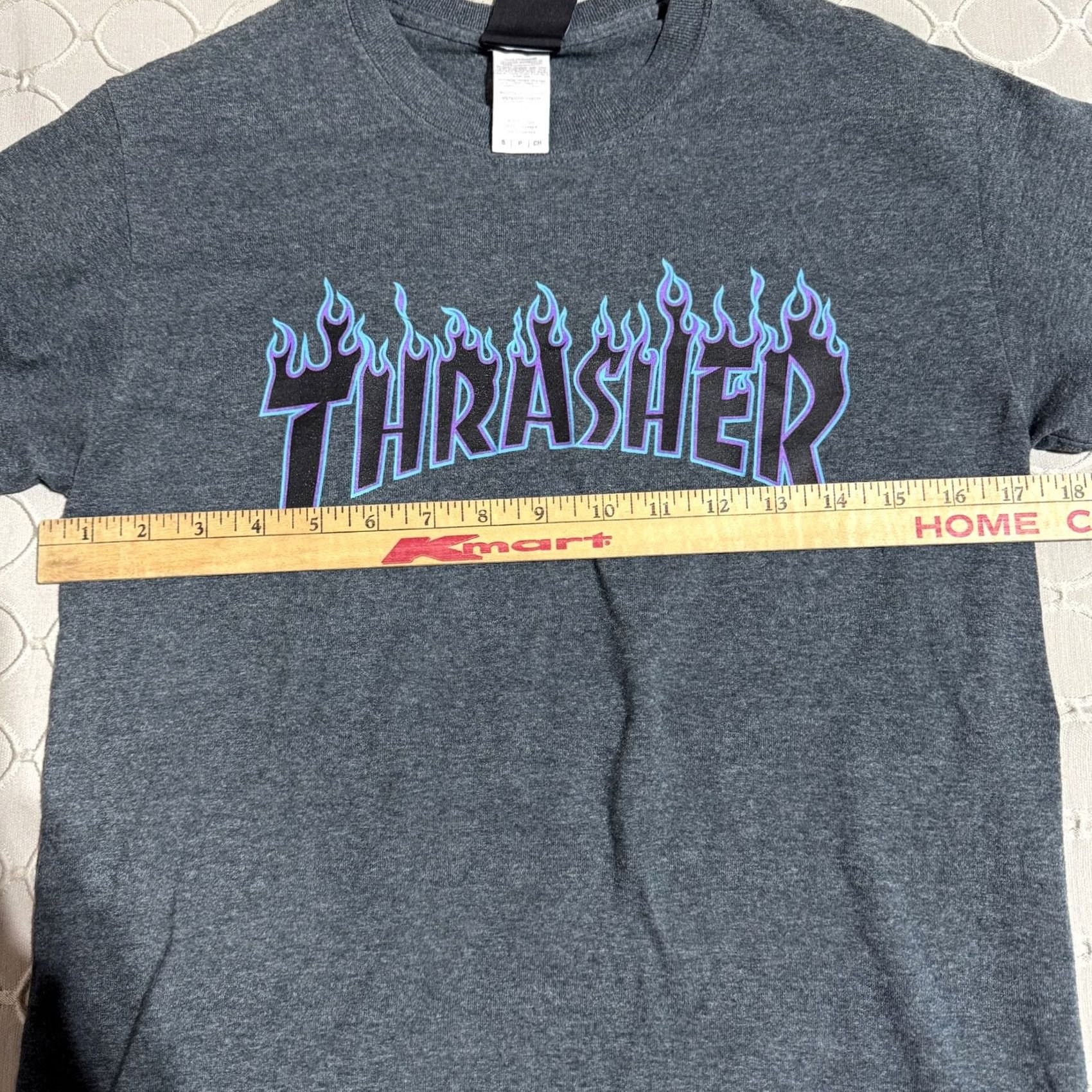 Thrasher Thrasher Shirt Mens Small Gray Blue Flame Logo Skate Magazine Tee Cotton Polyester Crew Neck Short Sleeve Graphic Print Vintage No Size US S / EU 44-46 / 1 - 5 Thumbnail