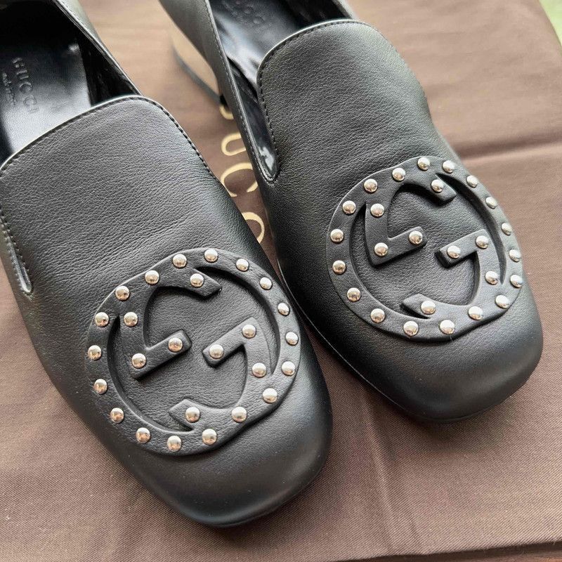 Gucci Gucci Black Loafers with Studded Detail - Size US 5.5 / EU 38 - 7 Thumbnail