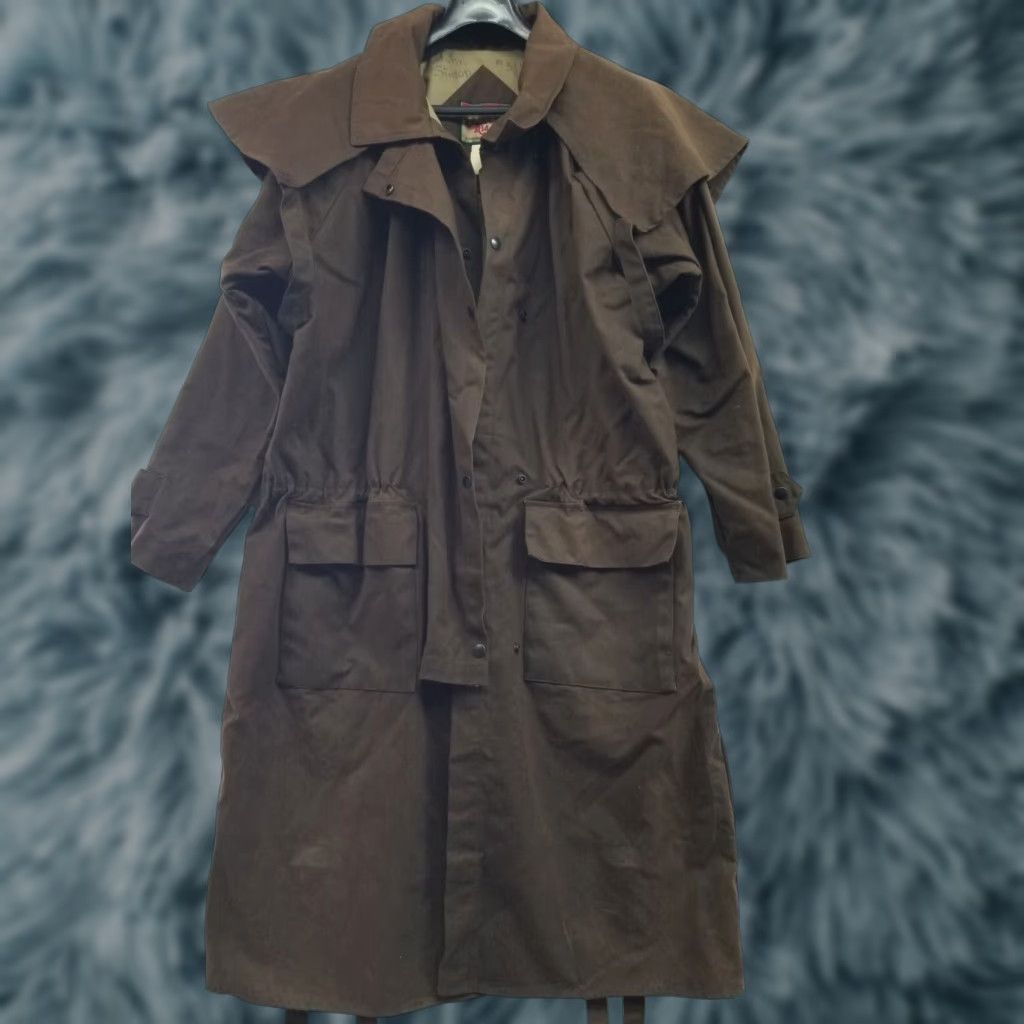 Vintage VINTAGE AUSTRALIAN BUSHWARE Stockman Wax Brown Mens L Coat Long Waxed Canvas Winter Size L / US 10 / IT 46 - 1 Thumbnail