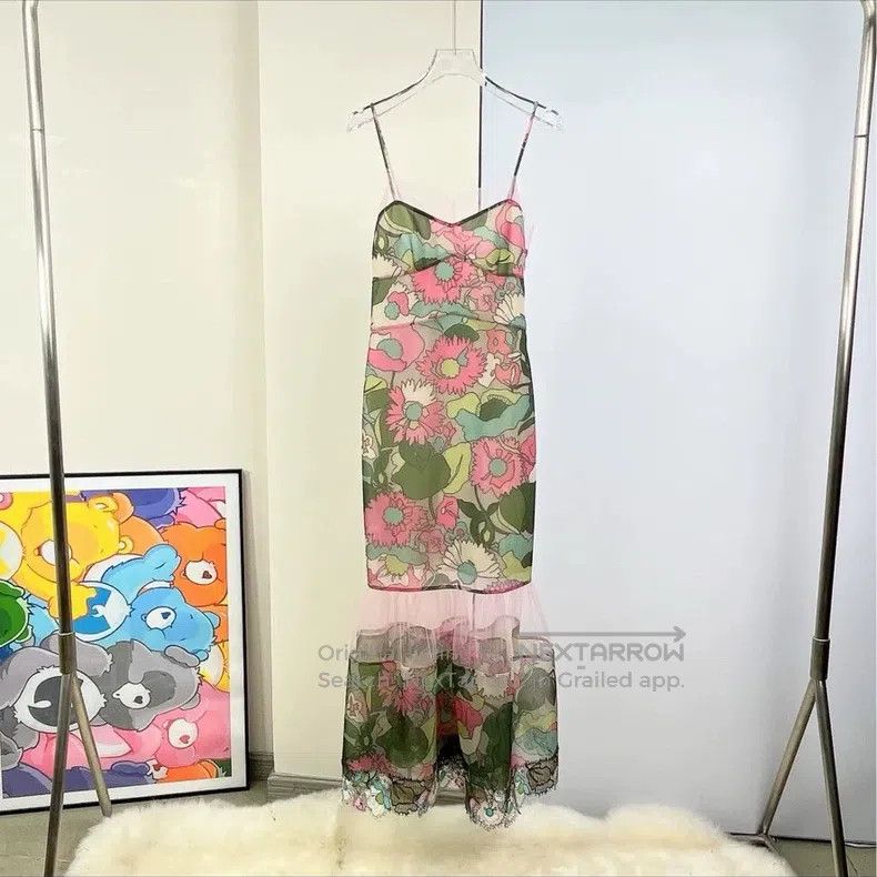 Fendi Fendi Pink Color-blocked Mulberry Silk Printed Strapless D Size XS / US 0-2 / IT 36-38 - 2 Thumbnail