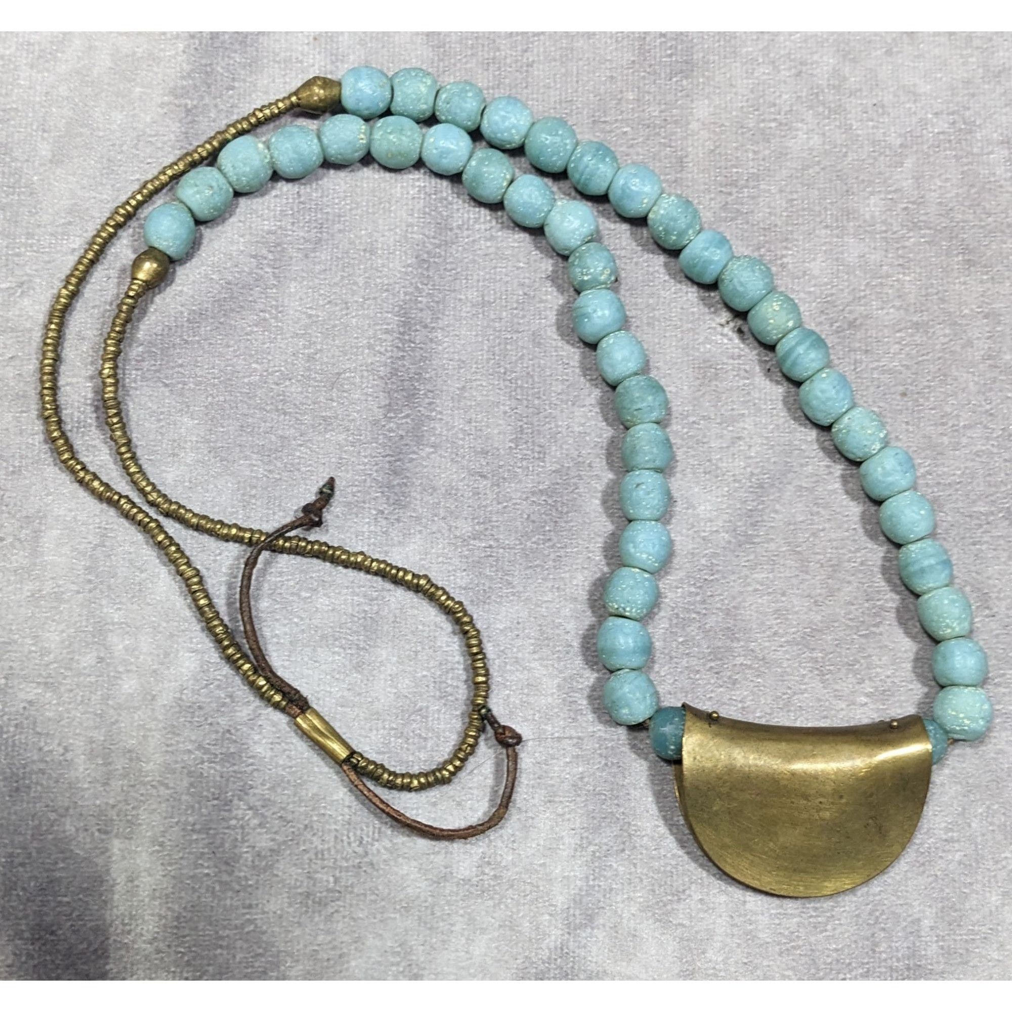 Other Brutalist Bohemian Blue Stone Beaded Bronze Pendant Necklace Size ONE SIZE - 10 Thumbnail