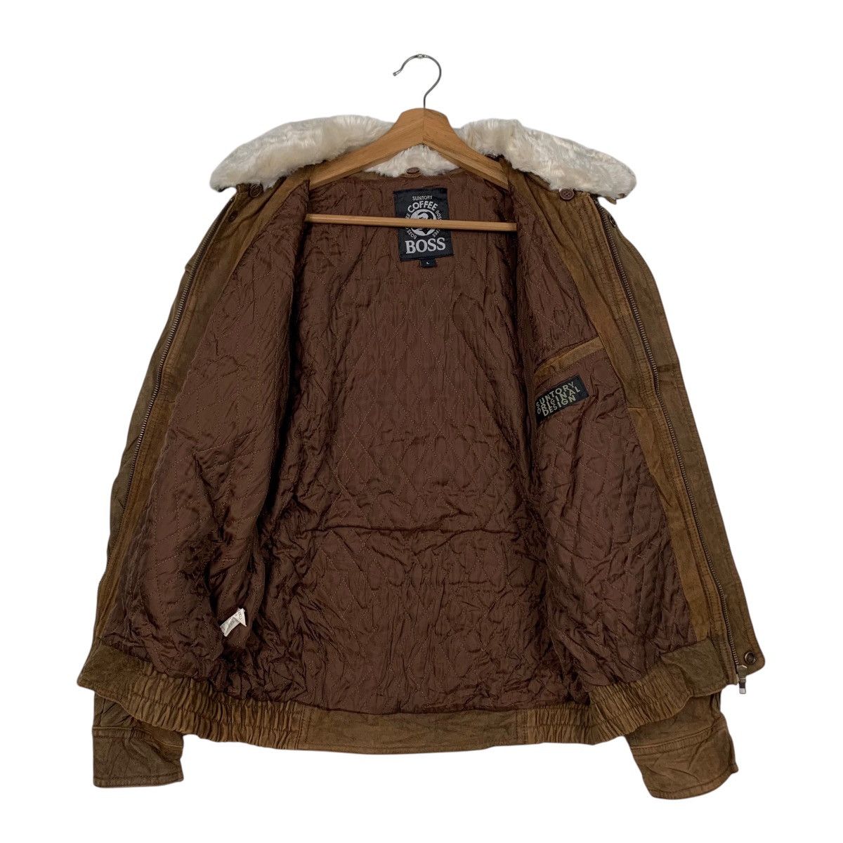 Vintage ☀️Suntory Coffee Boss leather zipper sherpa collar jacket Size US M / EU 48-50 / 2 - 14 Thumbnail