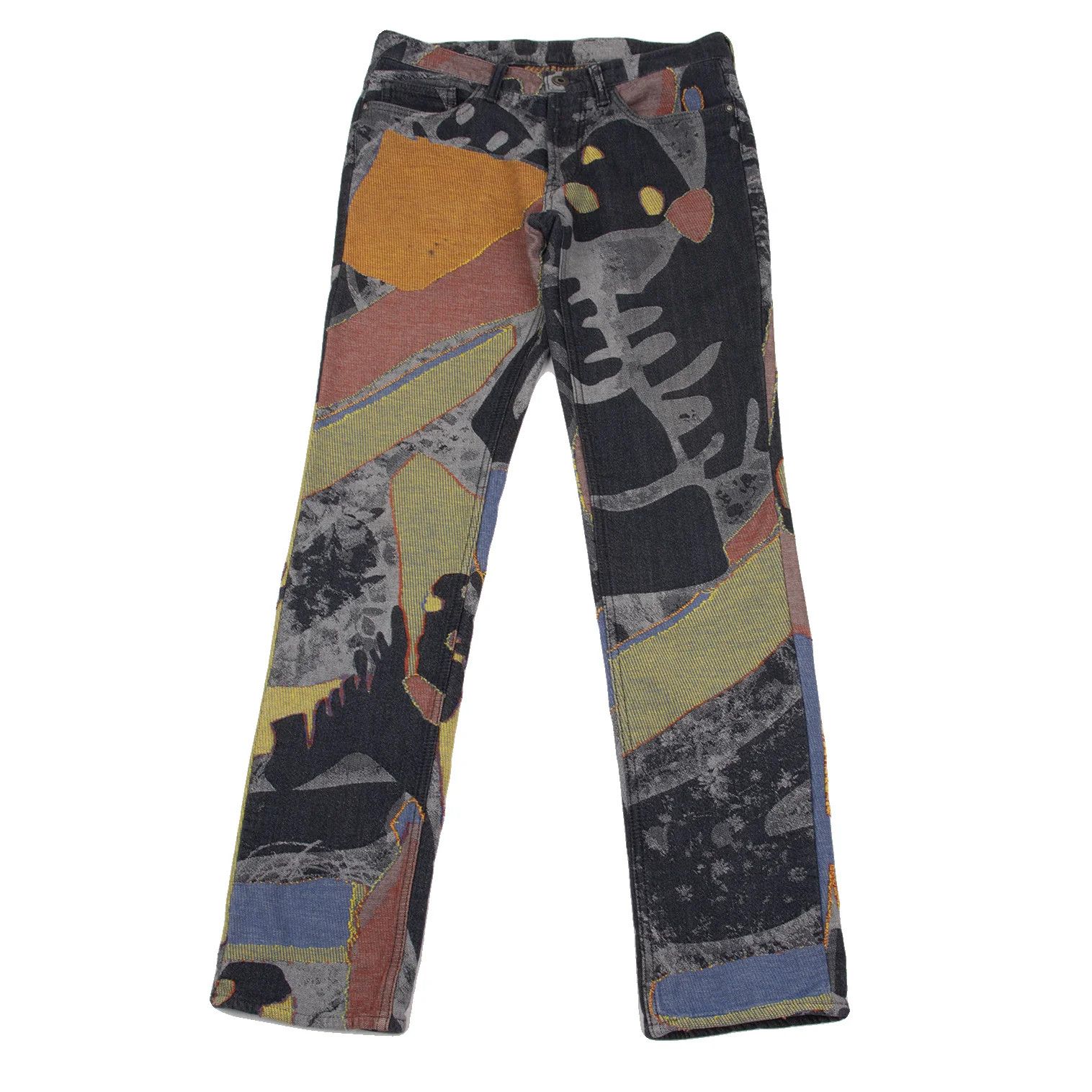 Issey Miyake Colorful Graphic Jacquard Denim Pants in Indigo Multi 2 Size US 36 / EU 52 - 1 Thumbnail