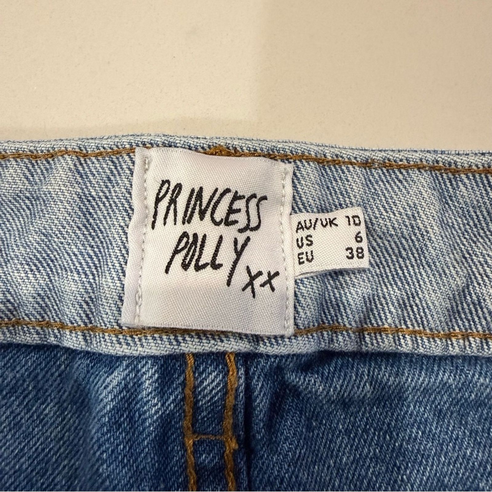 PRINCESS POLLY Princess Polly Two-Tone HR Mom Jeans Straight Leg Womens 6 Size 28" / US 6 / IT 42 - 5 Thumbnail