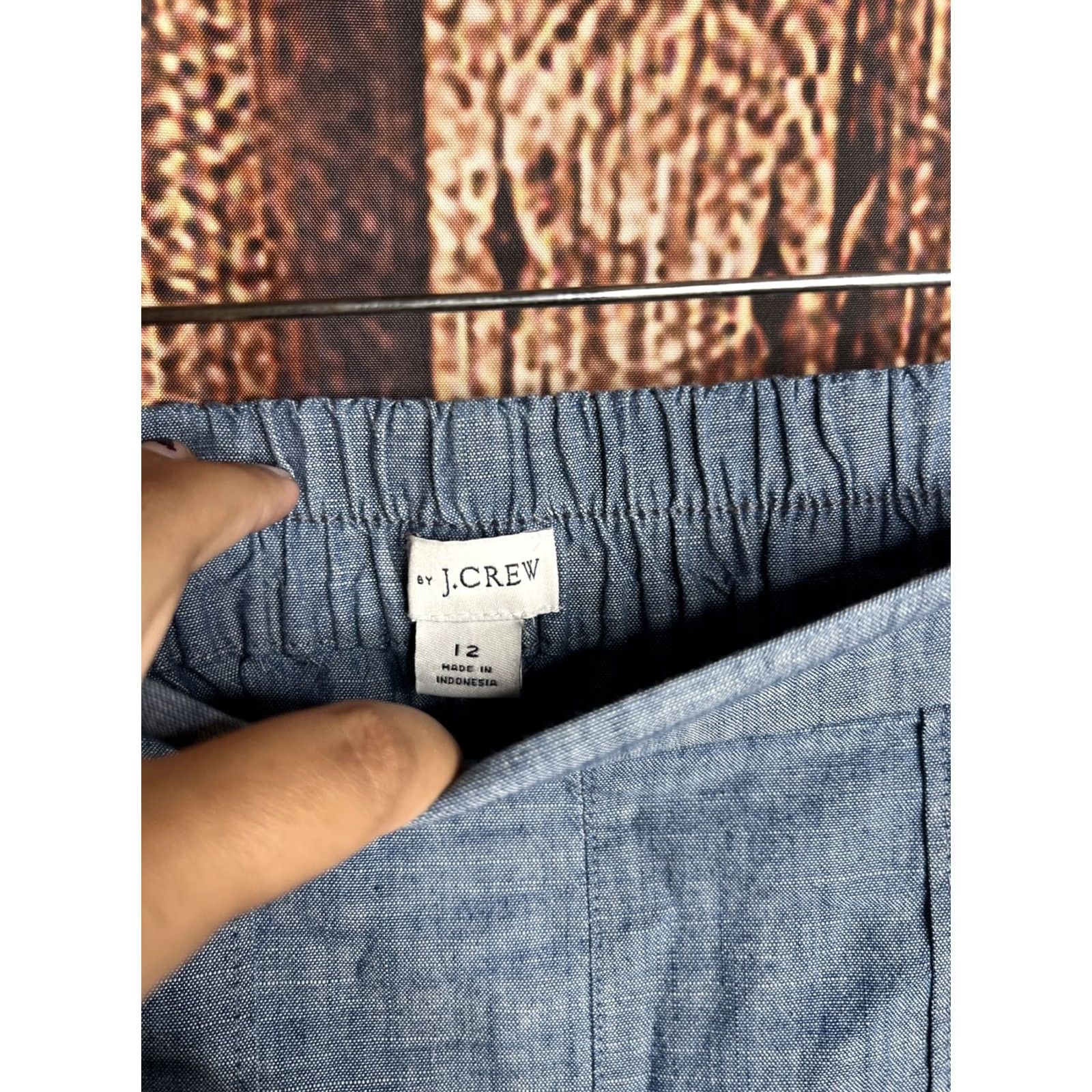 J.Crew J. Crew Chambray Tie Waist Wide-Leg Cropped Pants Light Indigo Womens Size 12 Size 34" / US 12 / IT 48 - 2 Thumbnail