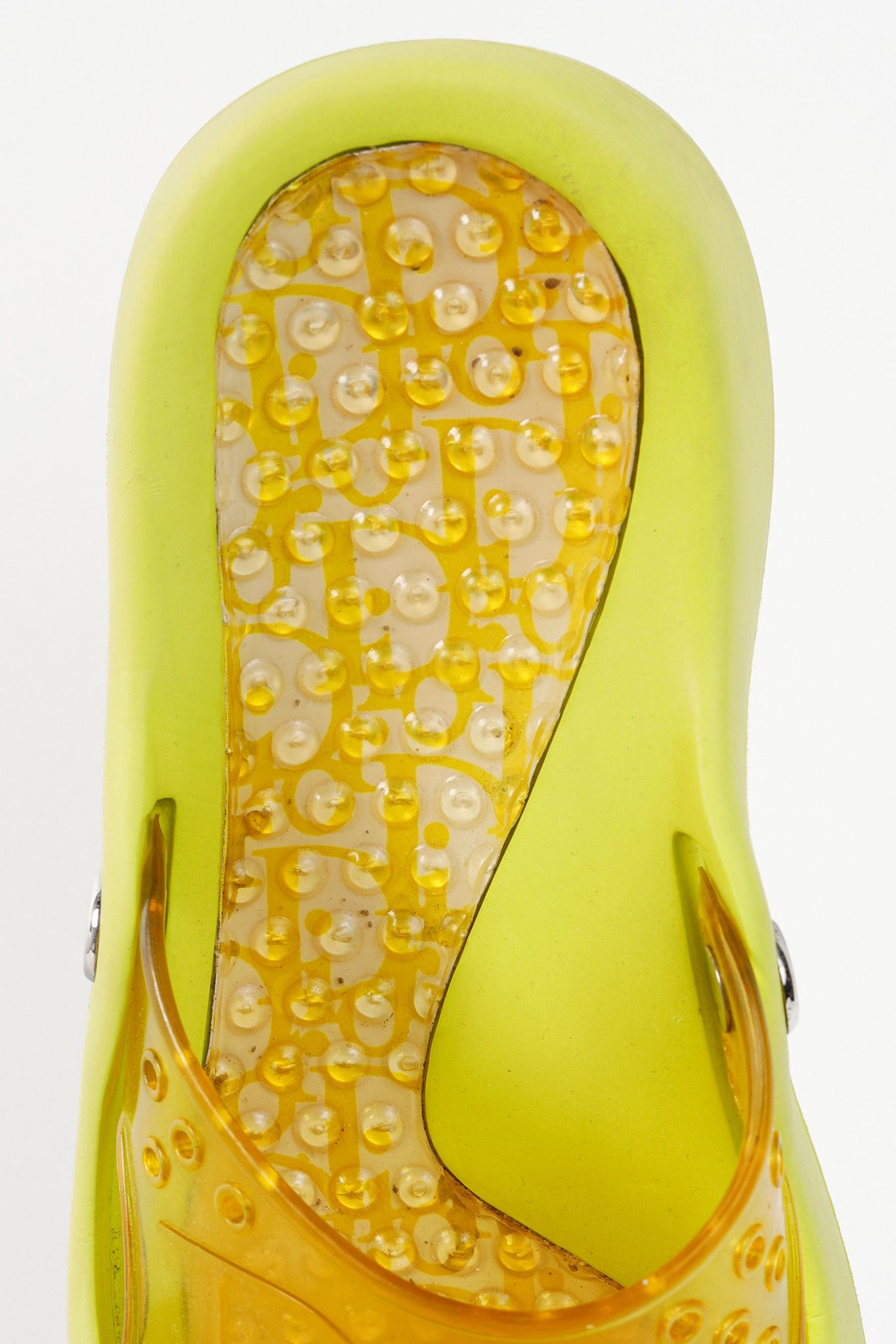 Dior Dior Y2K Yellow Perforated Logo Rubber Slide Sandals Size US 7.5 / IT 37.5 - 11 Thumbnail