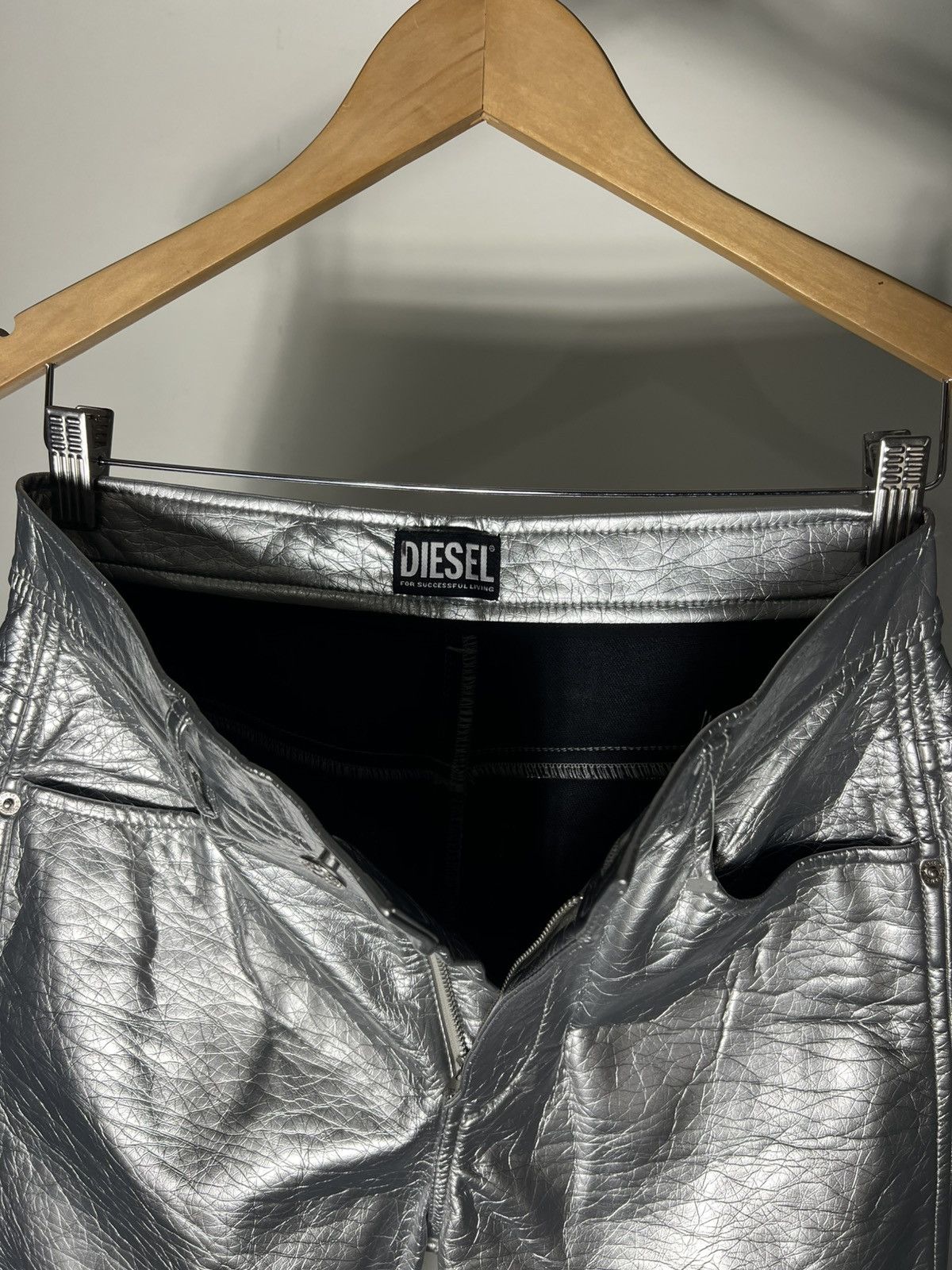 Diesel Black Gold VERY RARE DIESEL P-ARCY SILVER METAL DESIGNER PANTS LUXURY Size 27" / US 4 / IT 40 - 14 Thumbnail